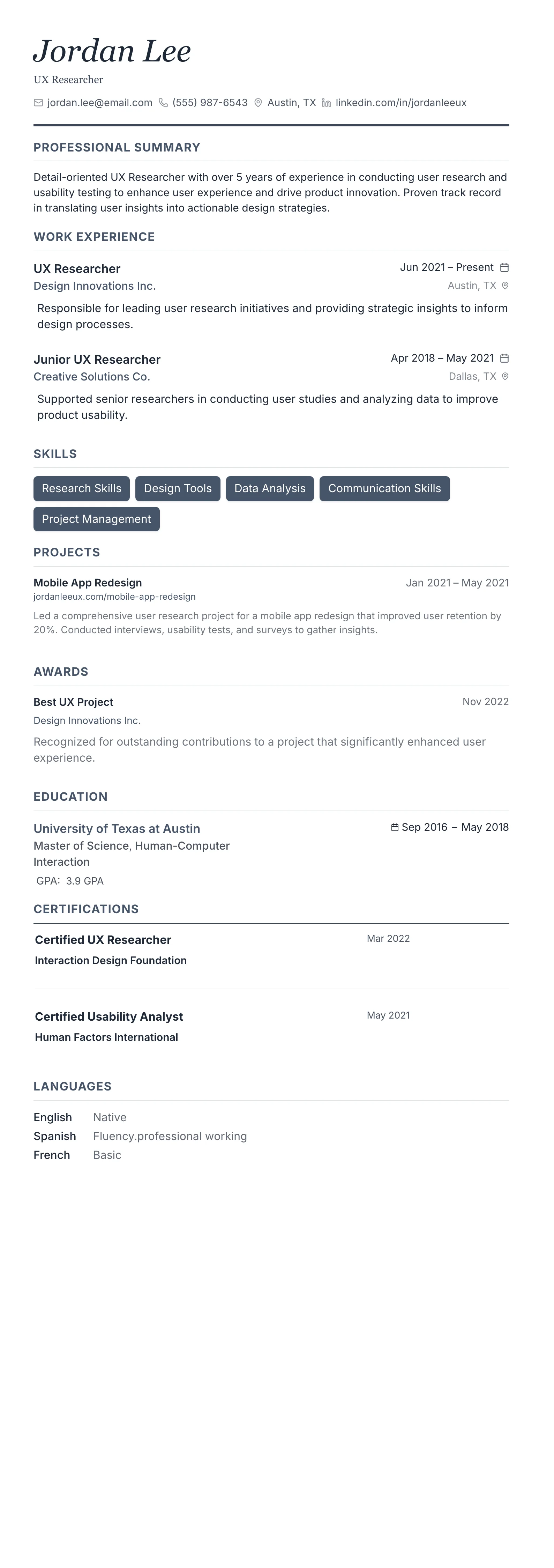 Monochrome Professional template preview