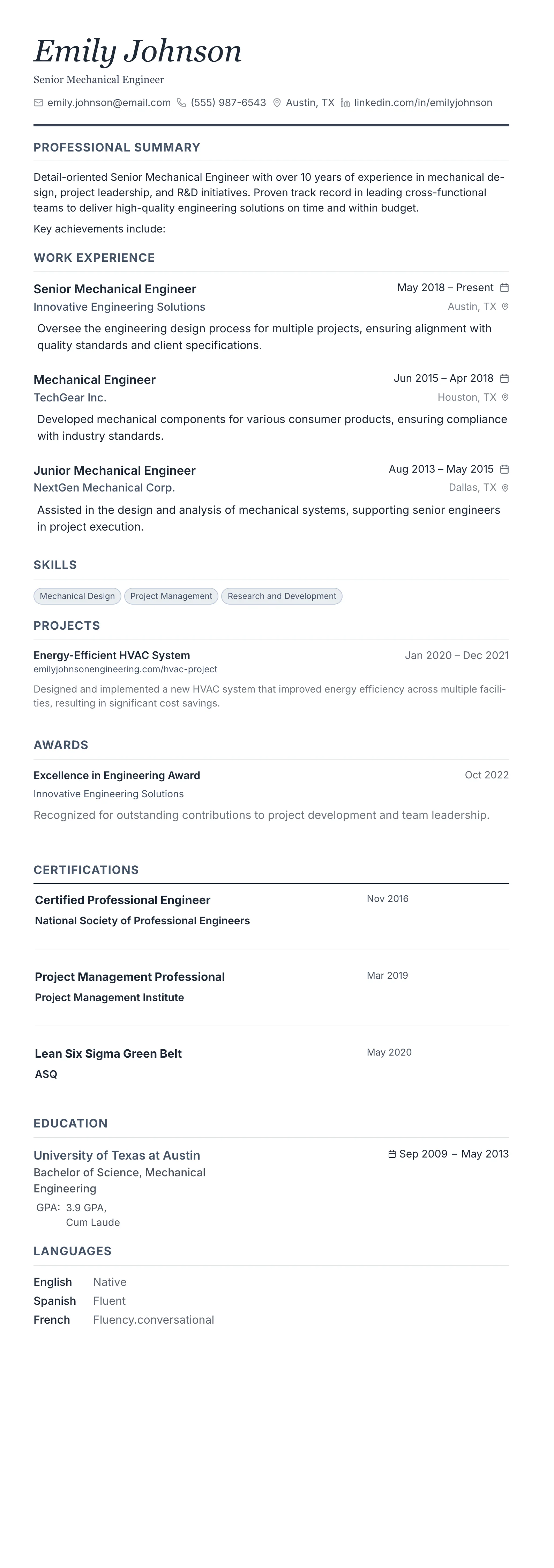 Monochrome Professional template preview