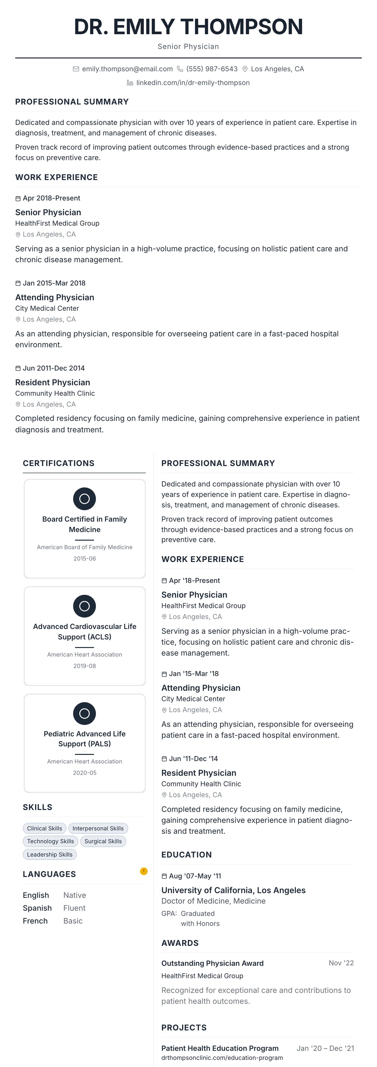 Professional template preview