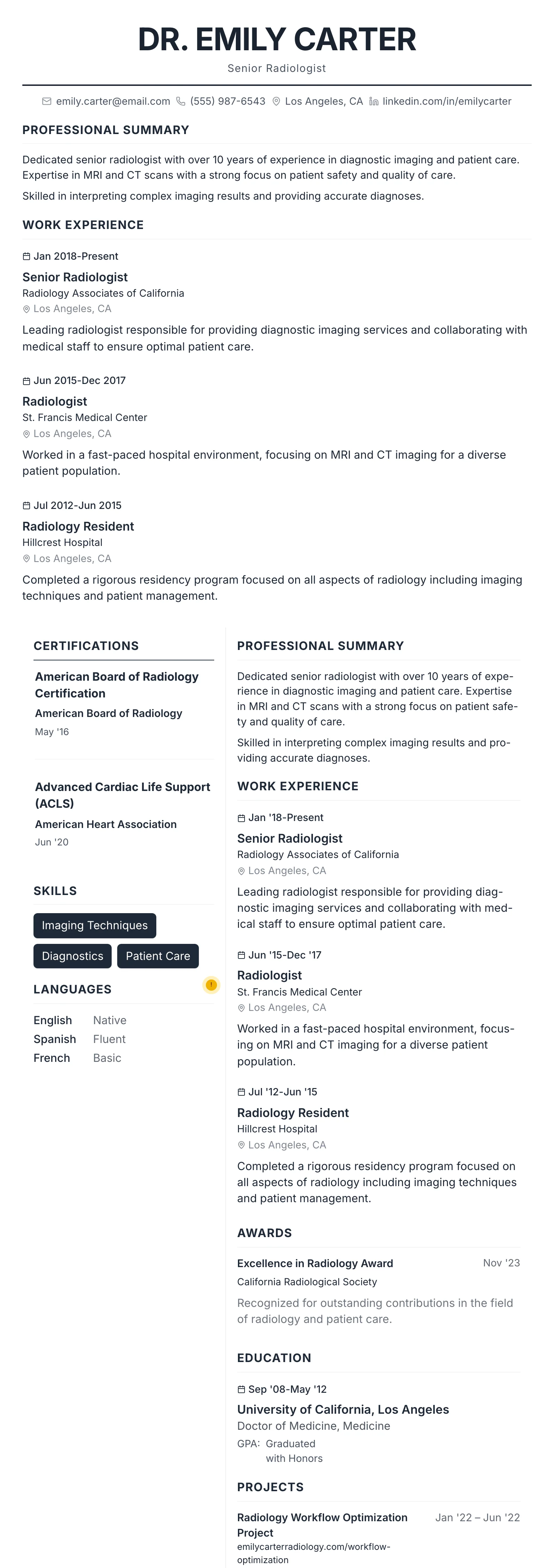 Professional template preview