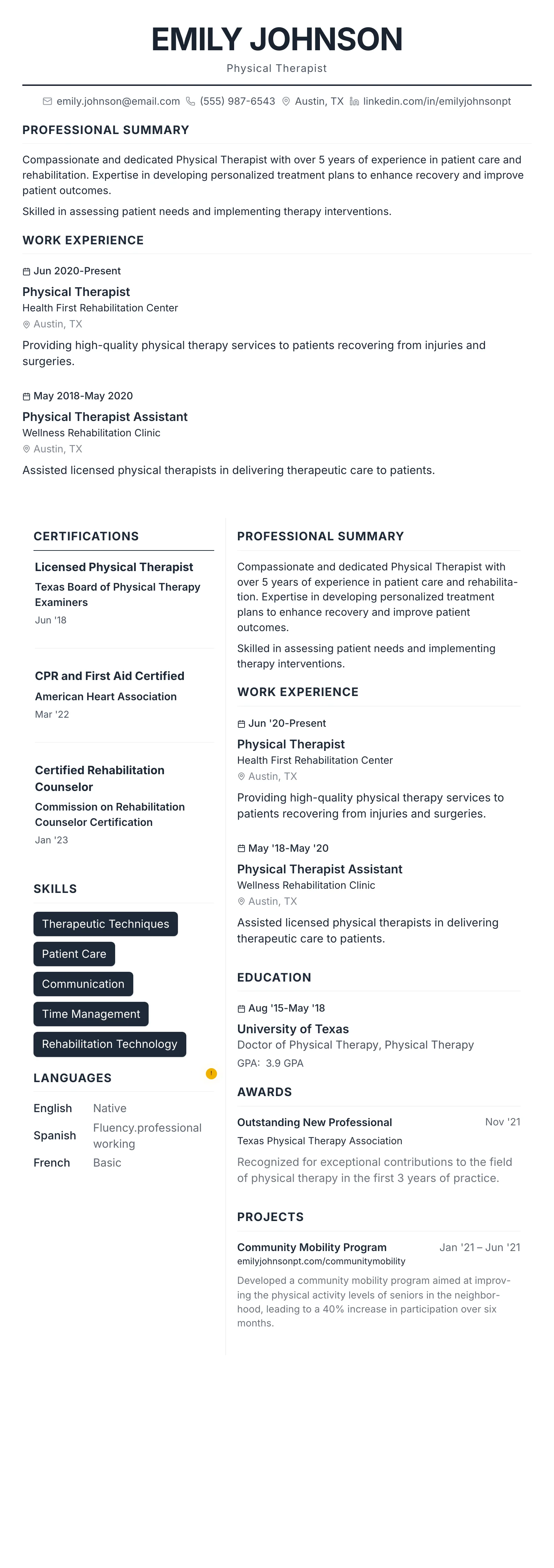 Professional template preview