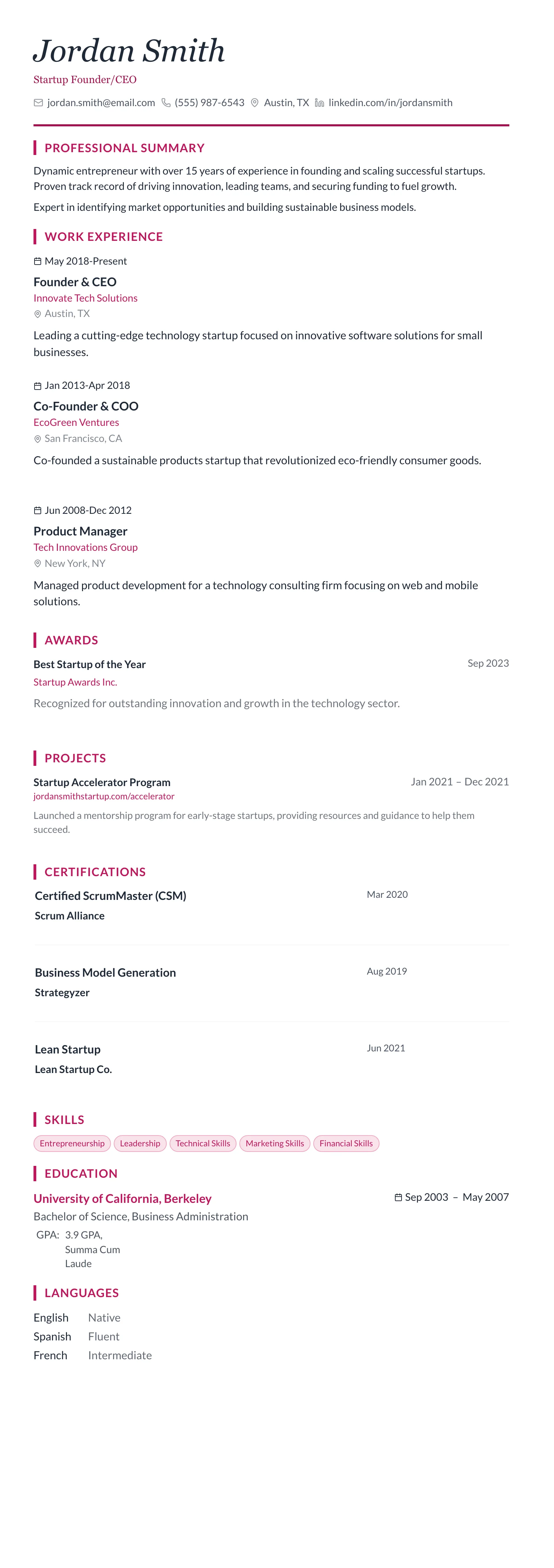 Rose Elegant template preview