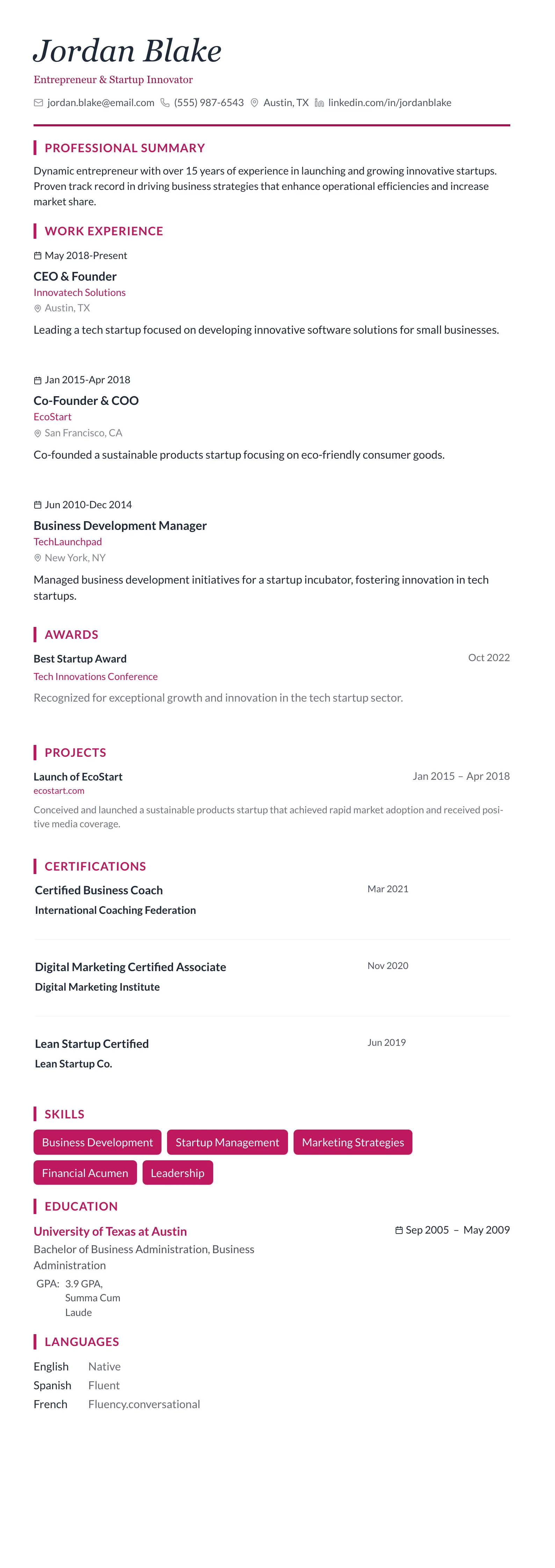 Rose Elegant template preview