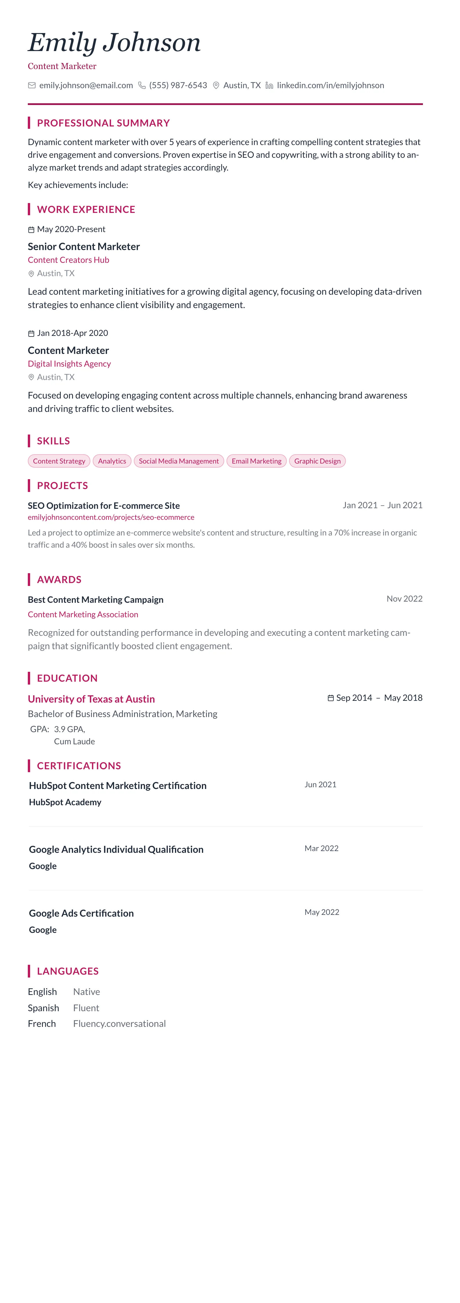 Rose Elegant template preview