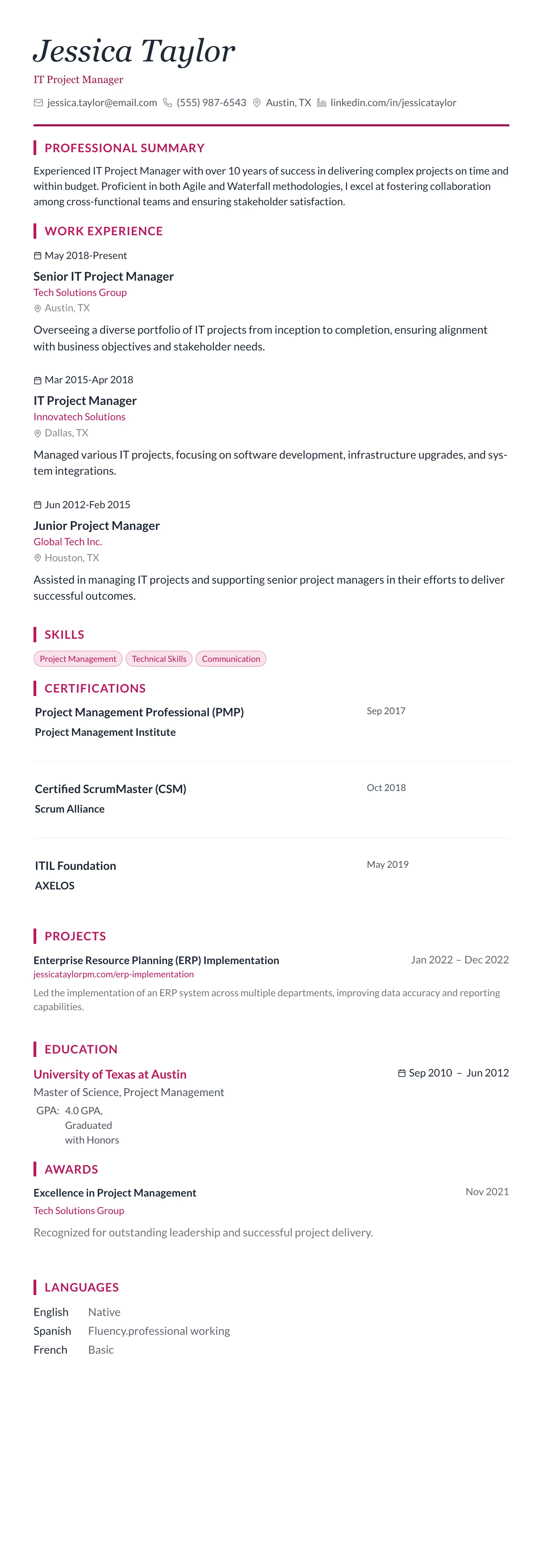 Rose Elegant template preview