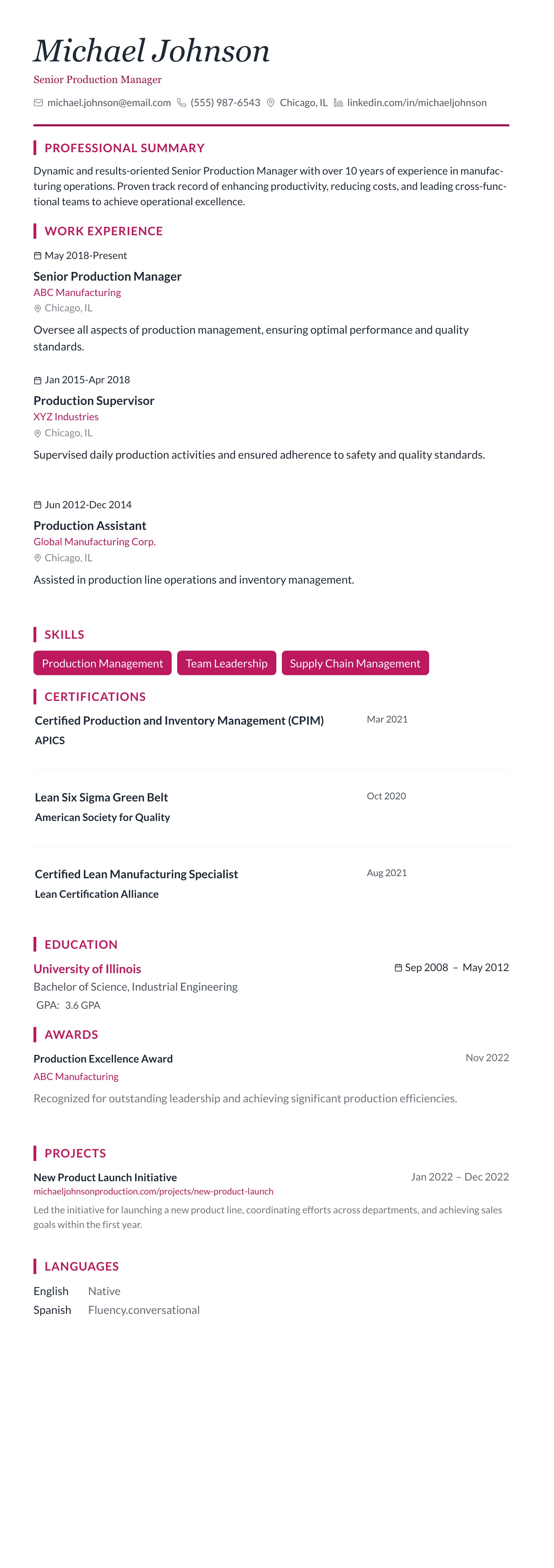 Rose Elegant template preview