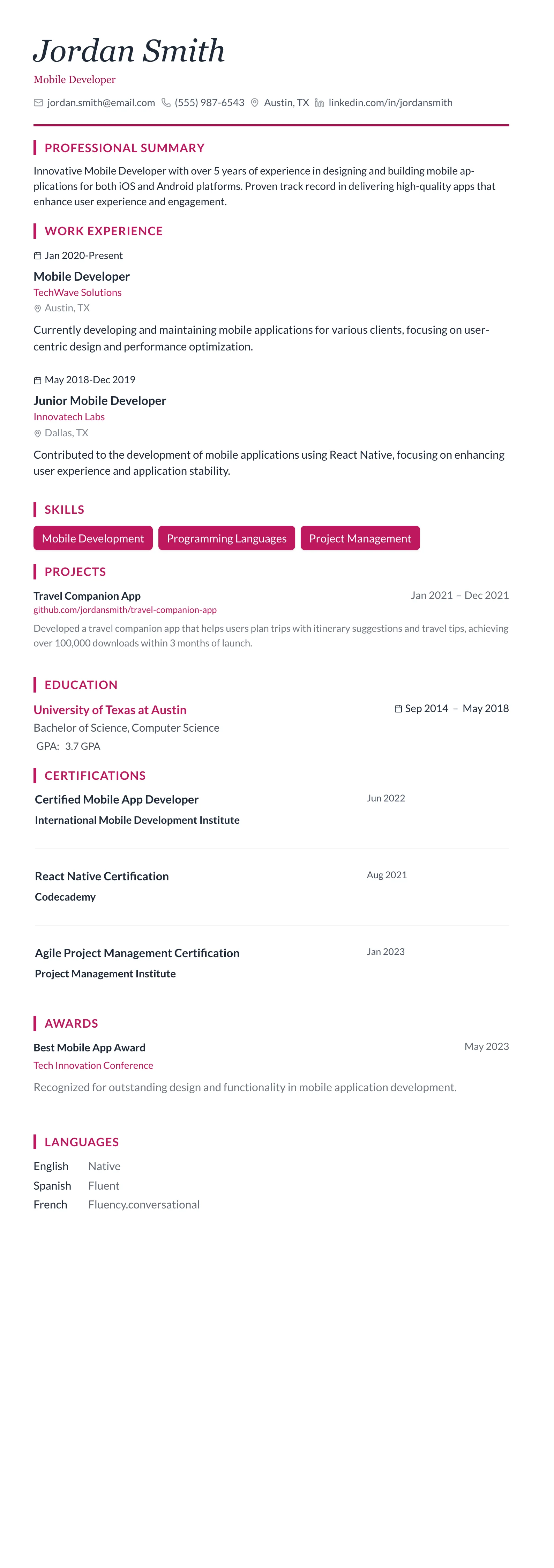 Rose Elegant template preview