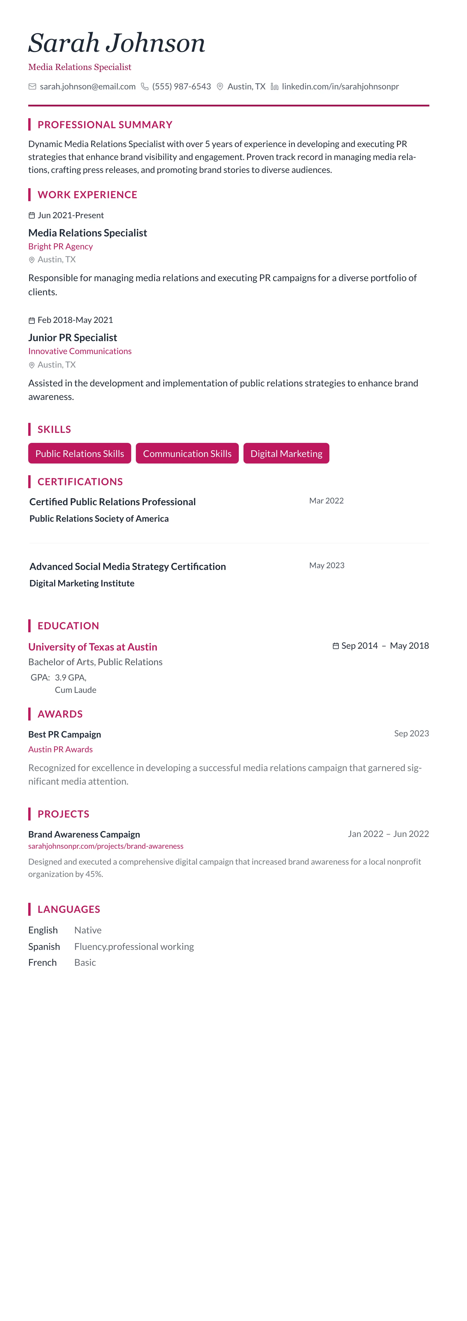 Rose Elegant template preview