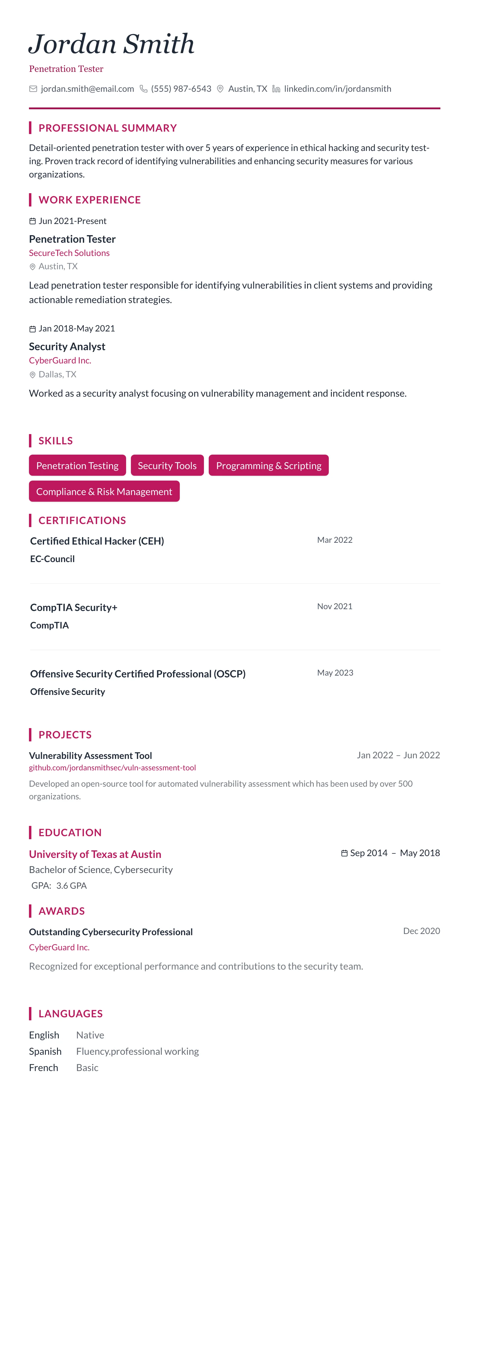 Rose Elegant template preview