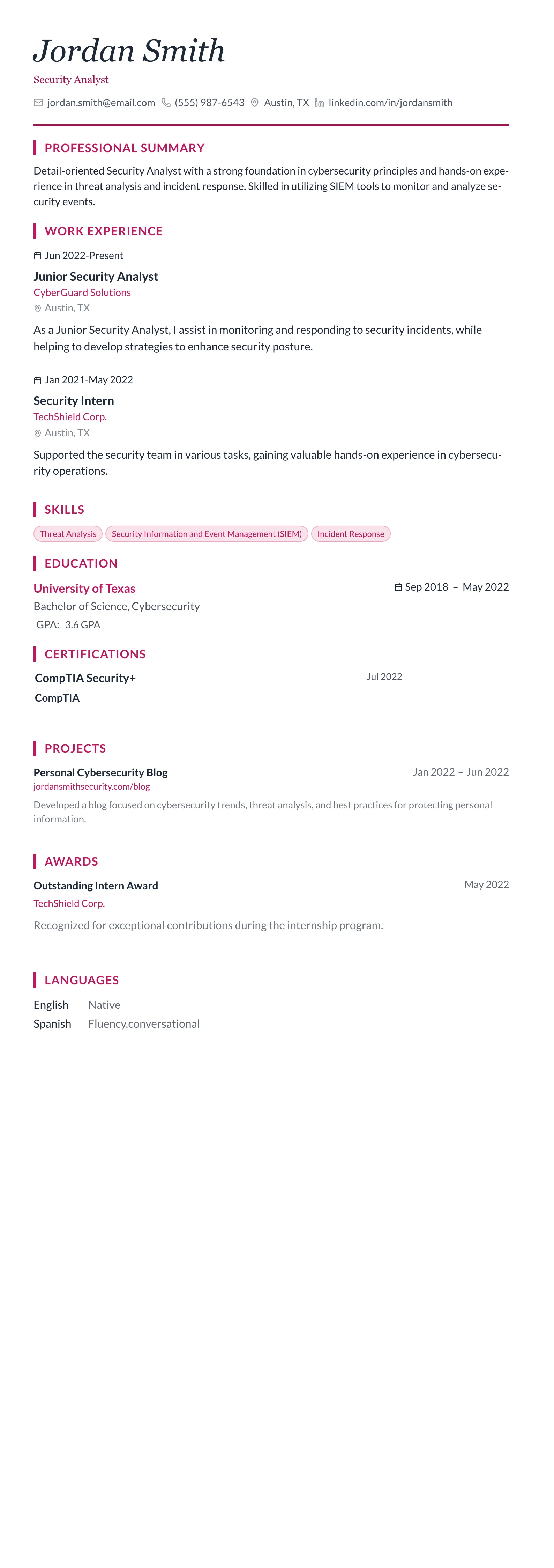 Rose Elegant template preview