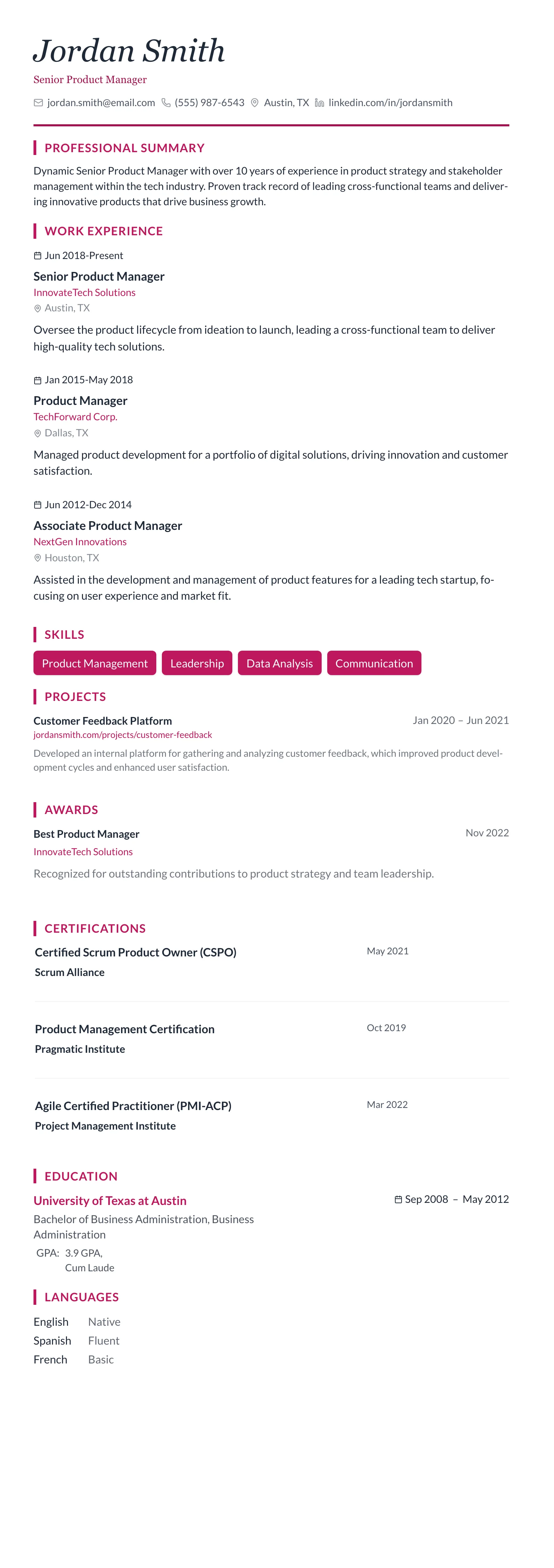 Rose Elegant template preview