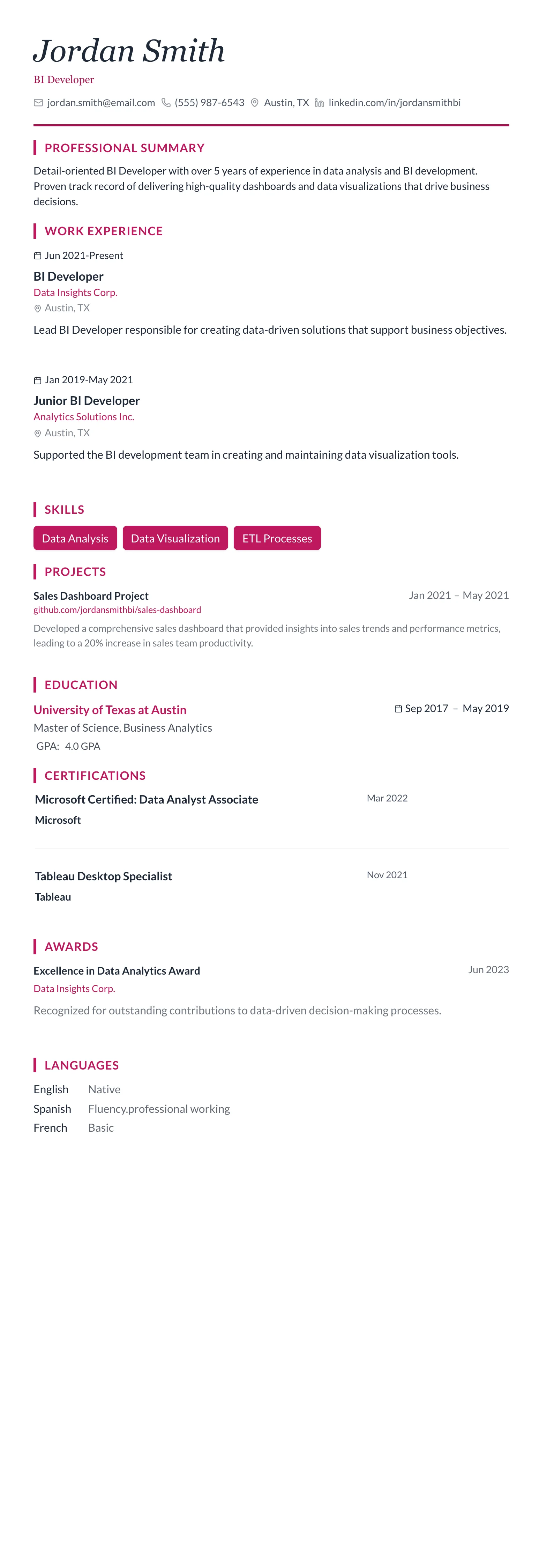 Rose Elegant template preview