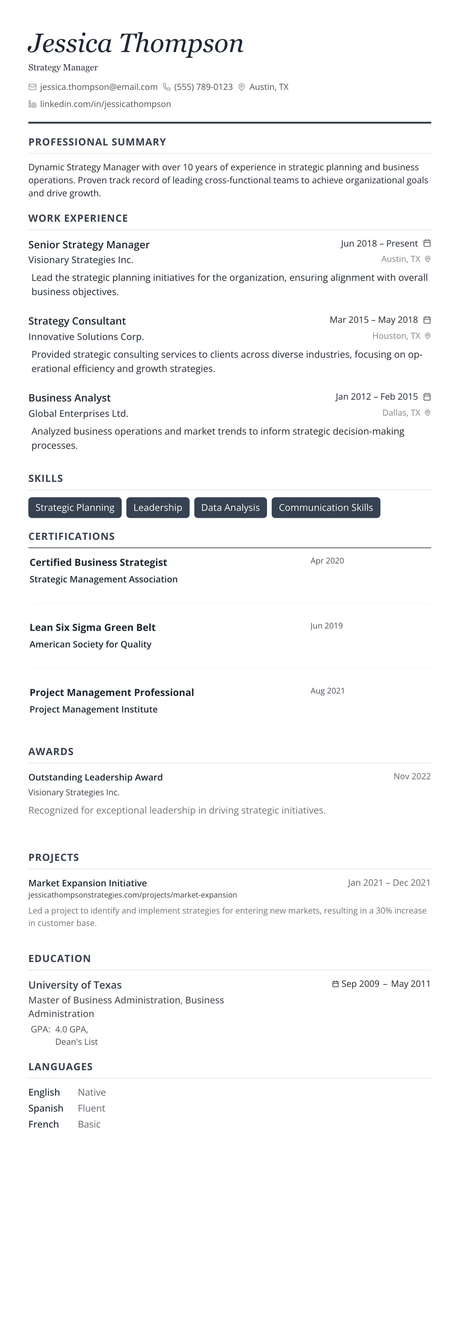 Slate Executive template preview