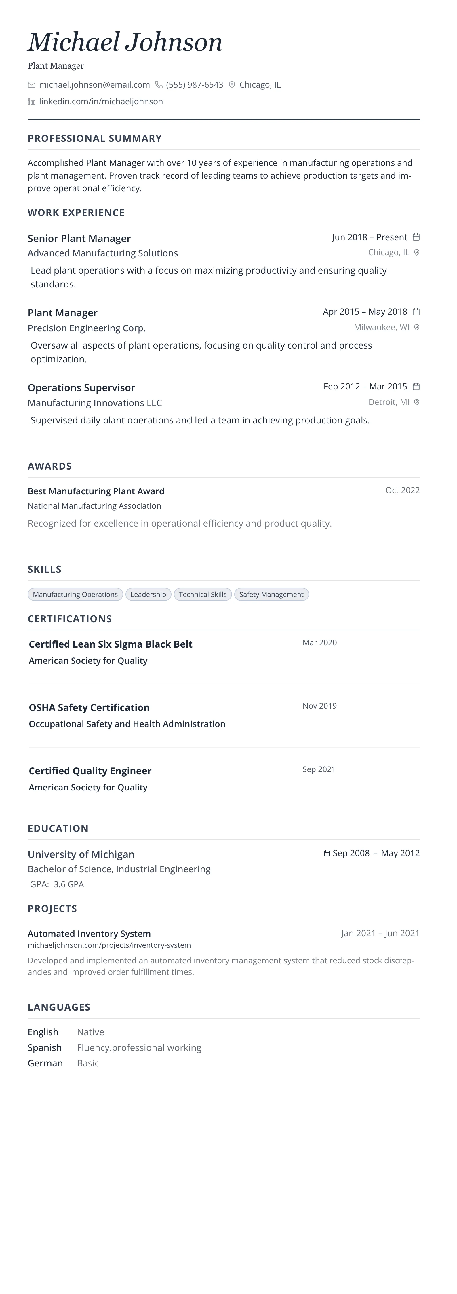 Slate Executive template preview