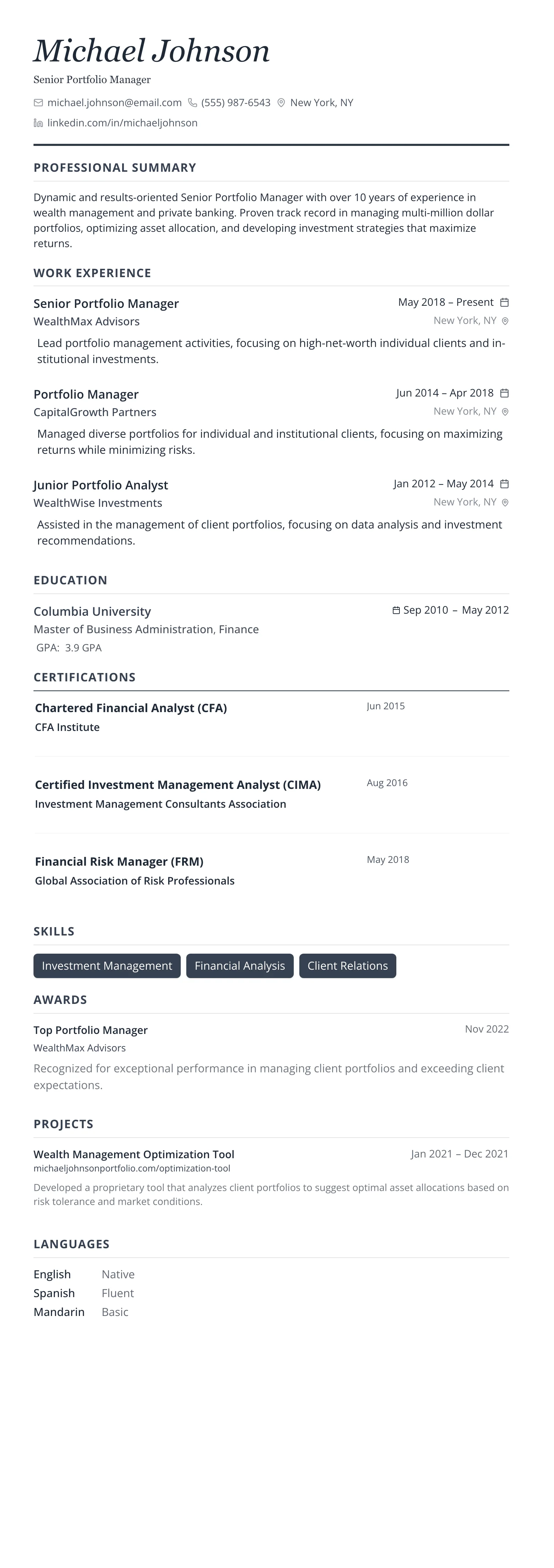 Slate Executive template preview