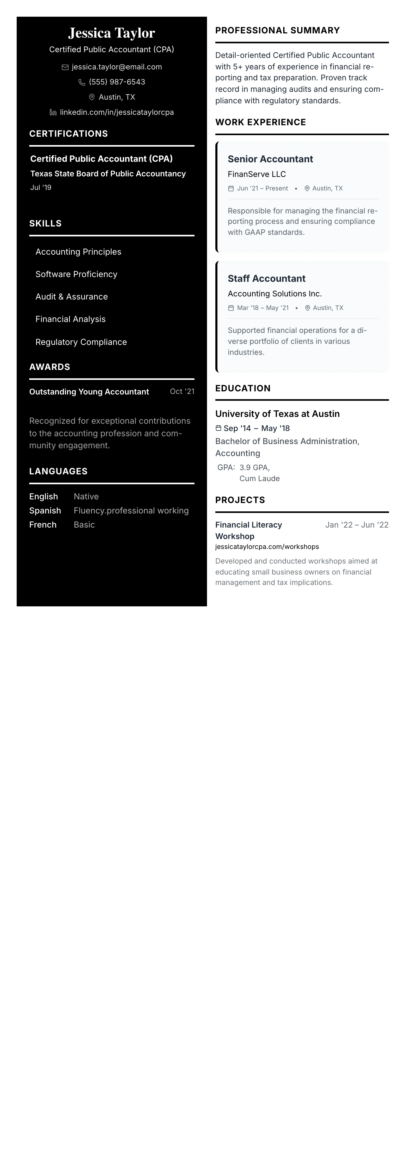 The 50/50 Split template preview