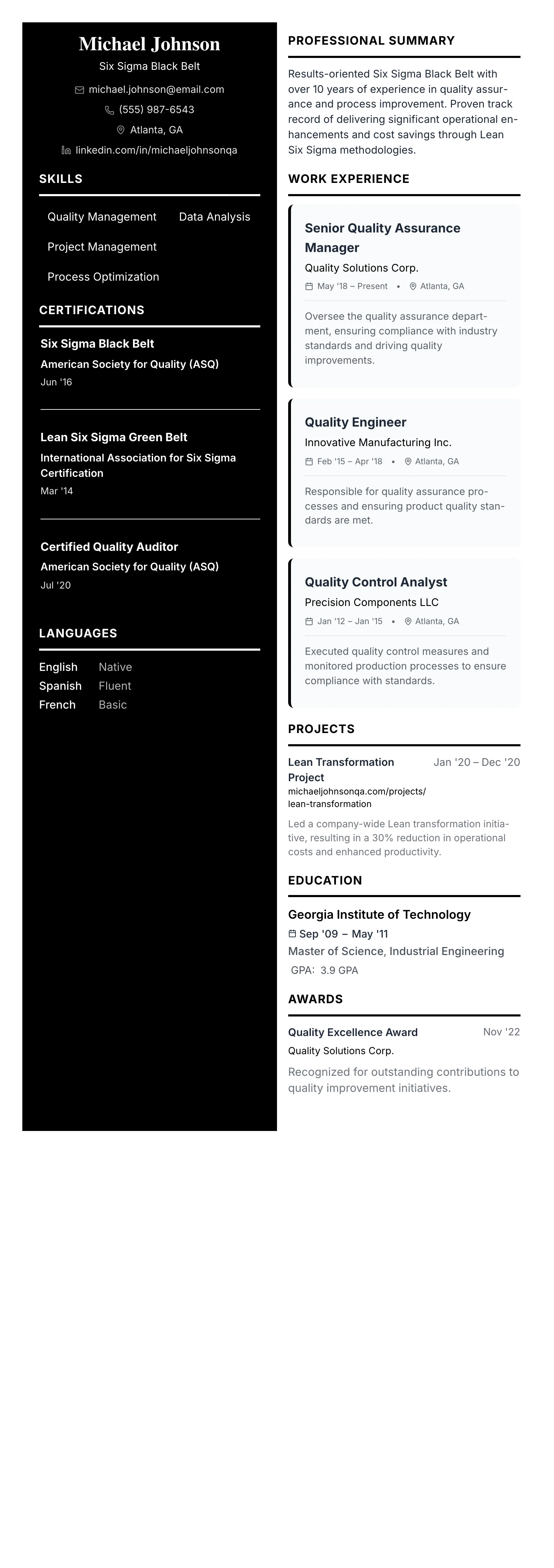 The 50/50 Split template preview