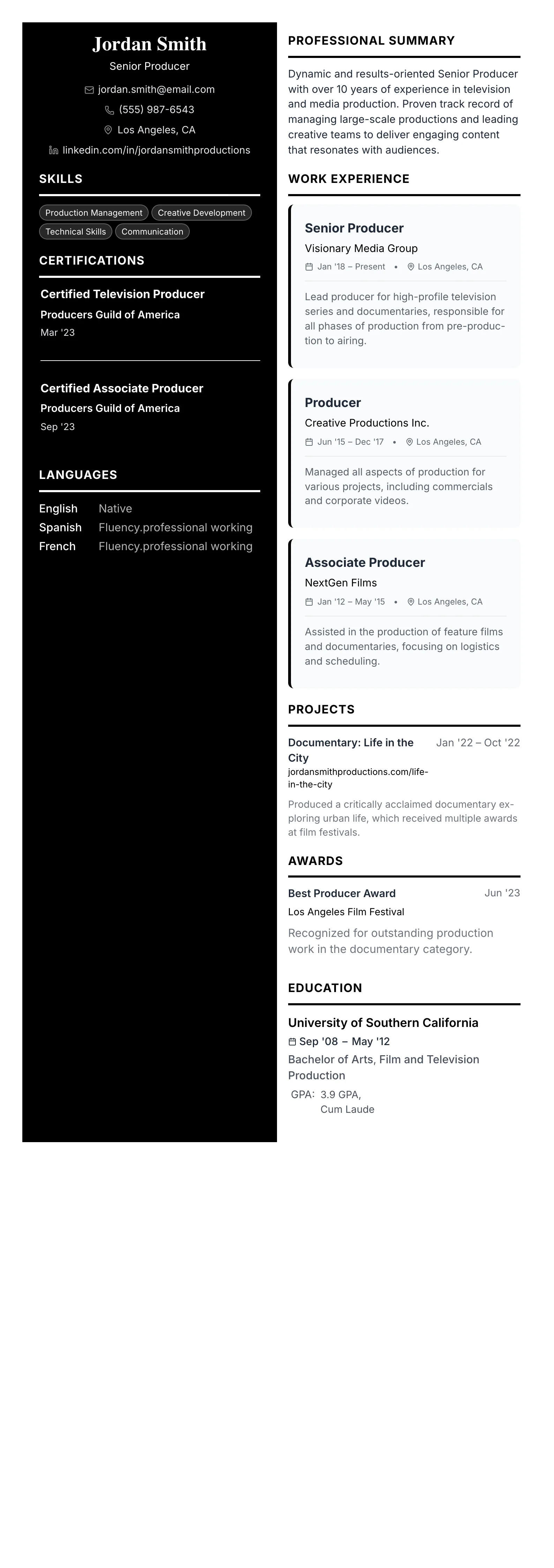 The 50/50 Split template preview