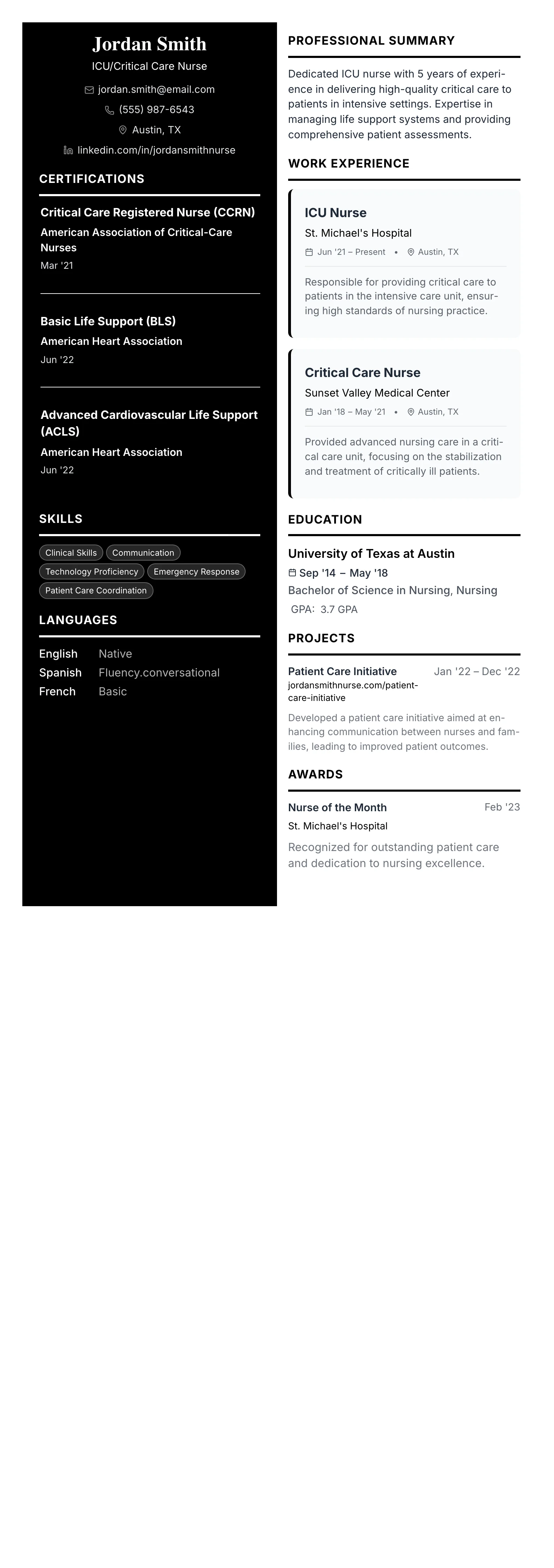 The 50/50 Split template preview