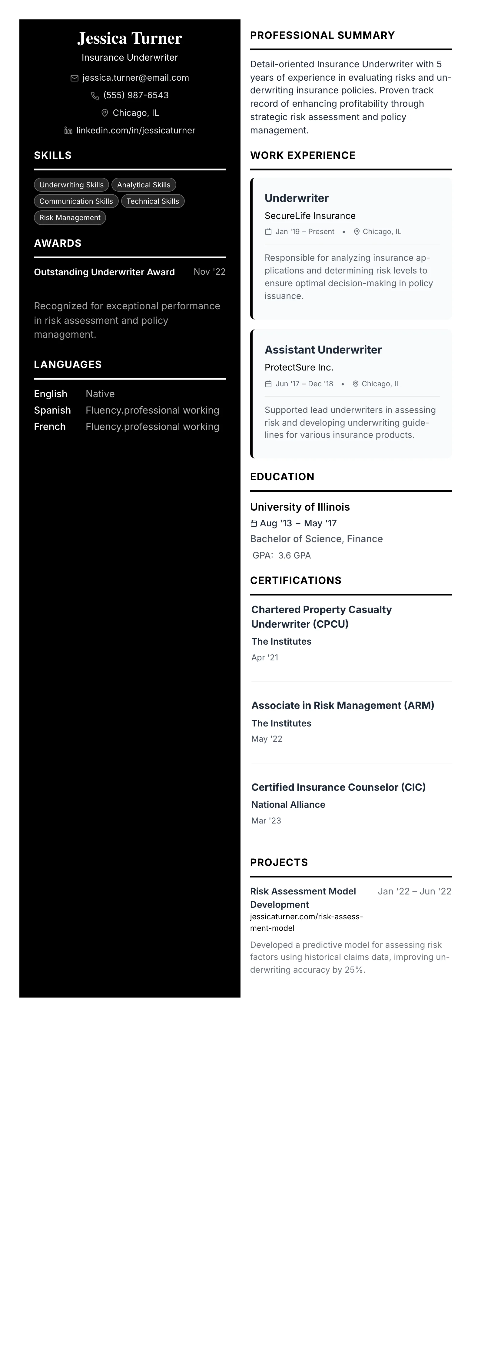 The 50/50 Split template preview