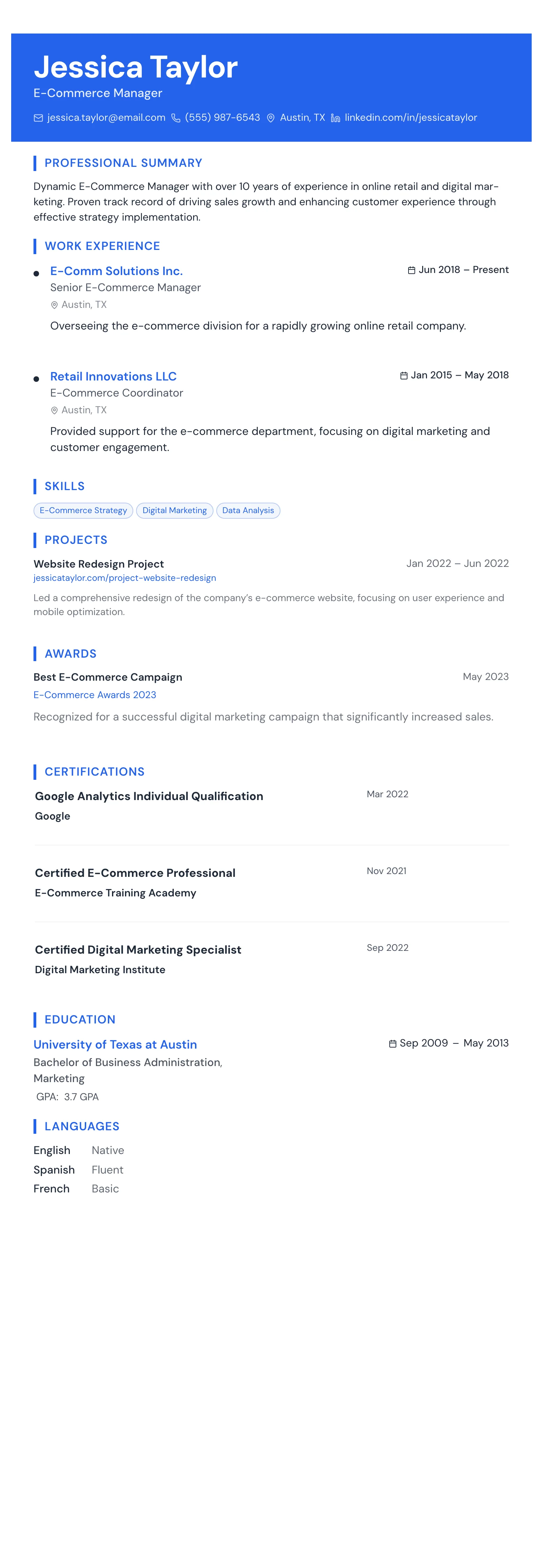 The Accent Stripe template preview