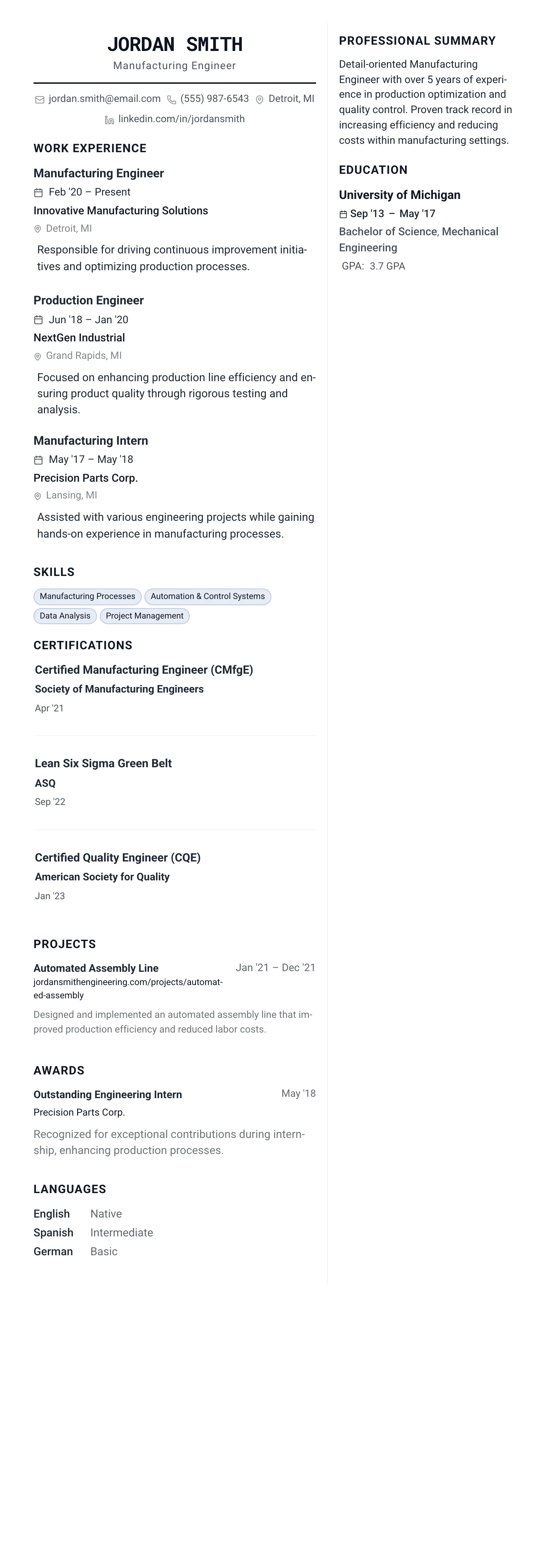 The Architect template preview