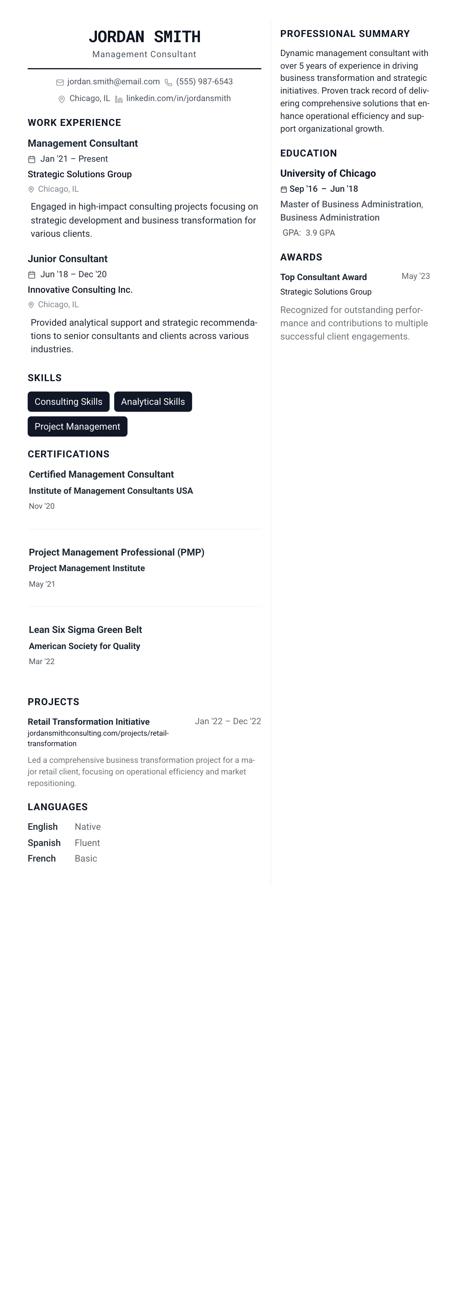 The Architect template preview