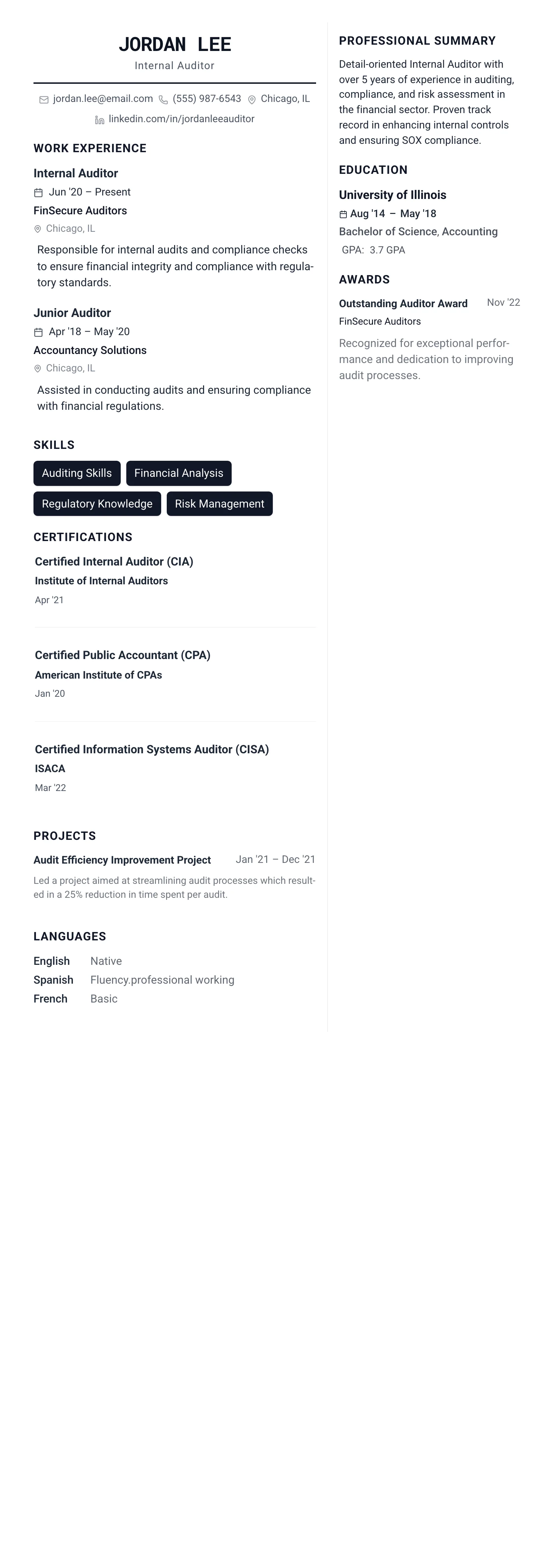 The Architect template preview