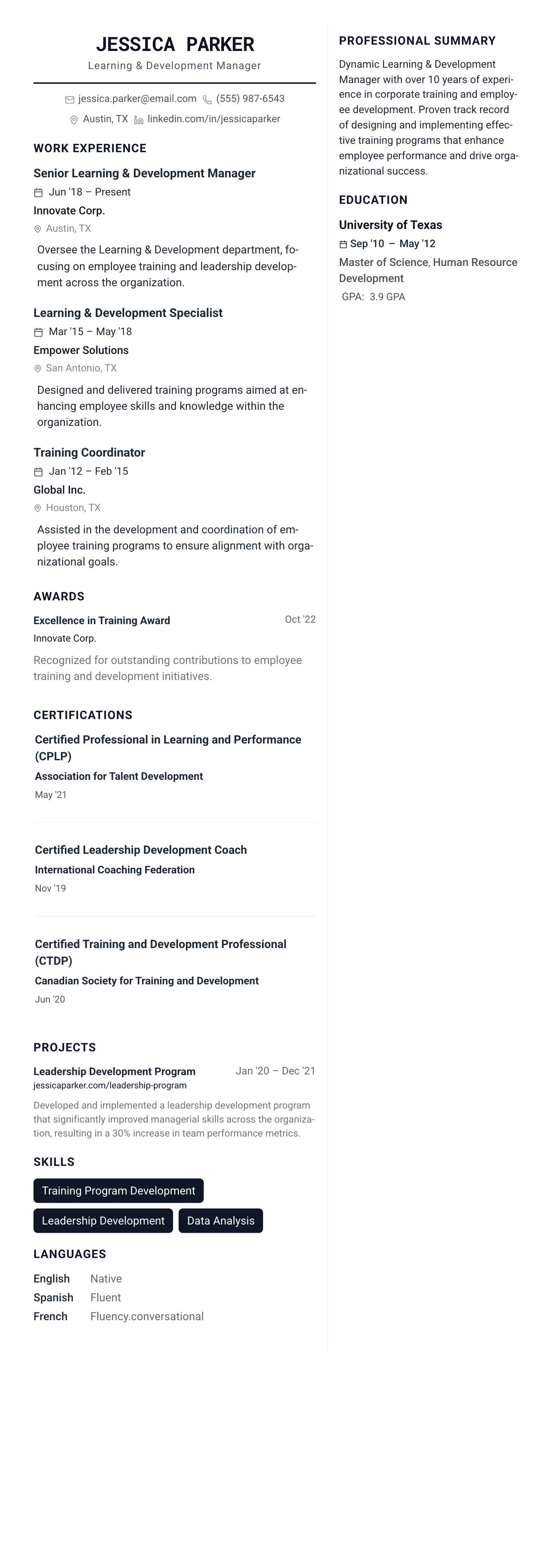 The Architect template preview