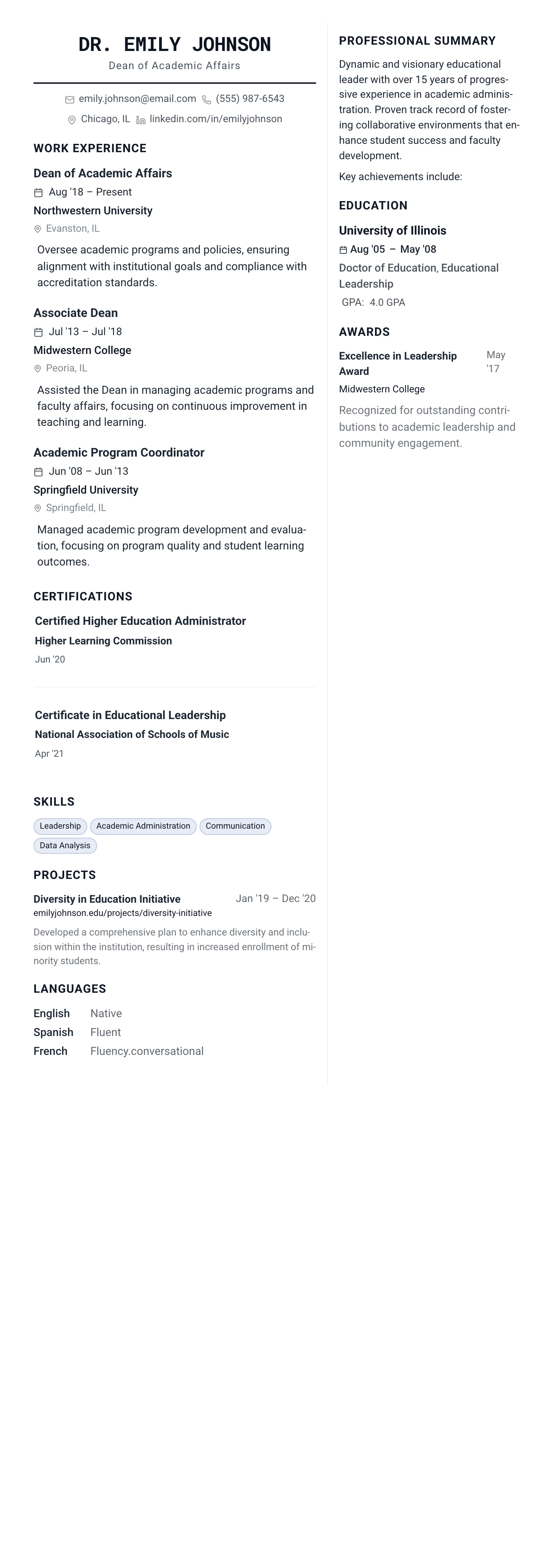 The Architect template preview