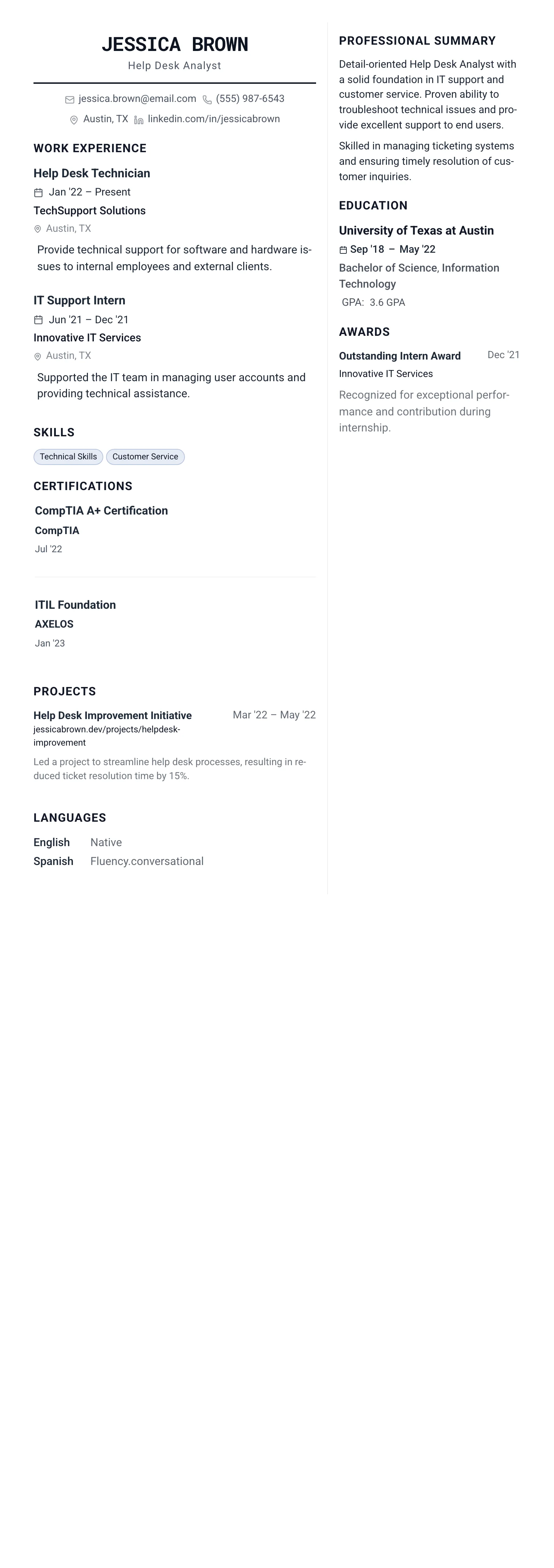 The Architect template preview