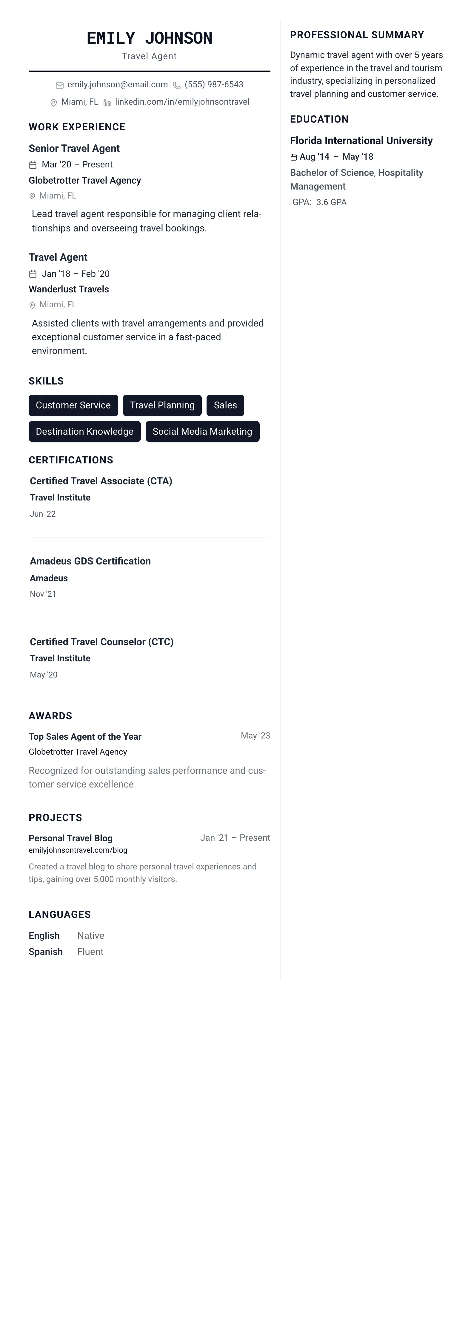 The Architect template preview