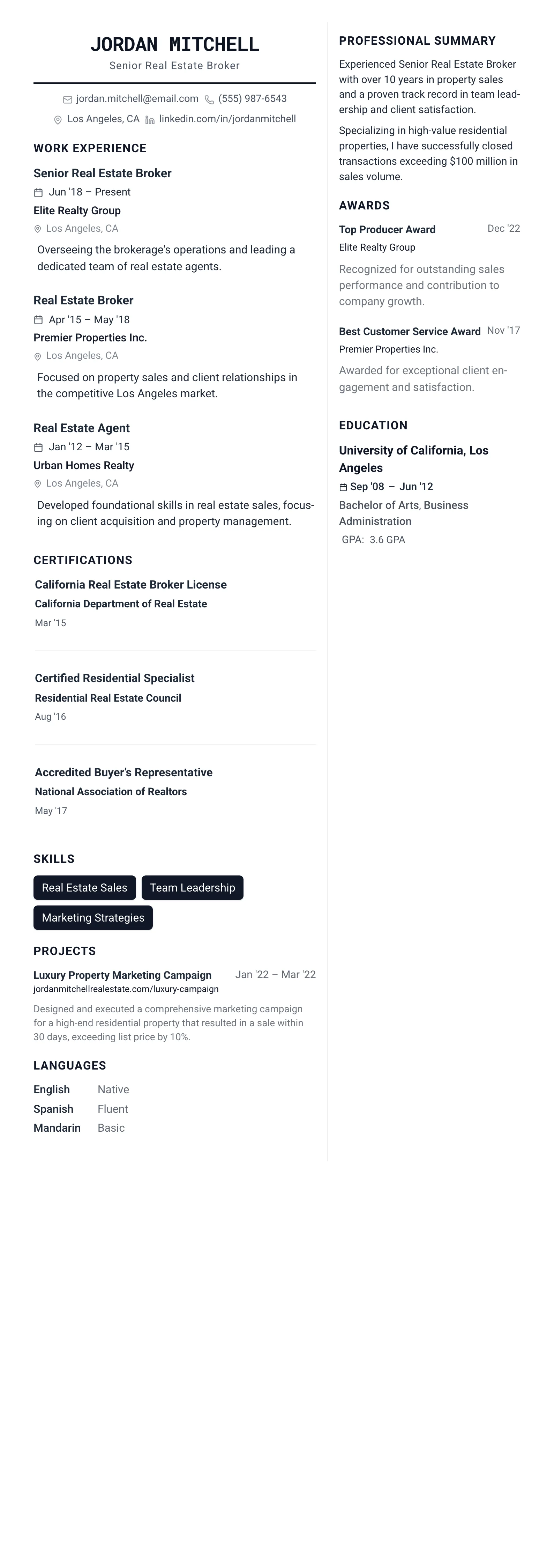 The Architect template preview