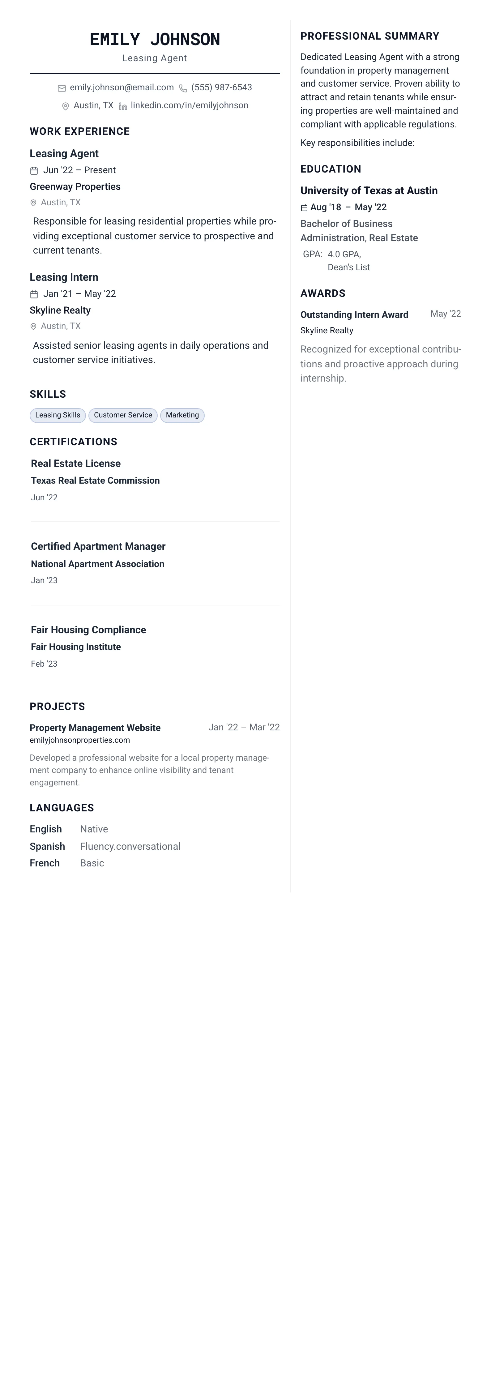 The Architect template preview