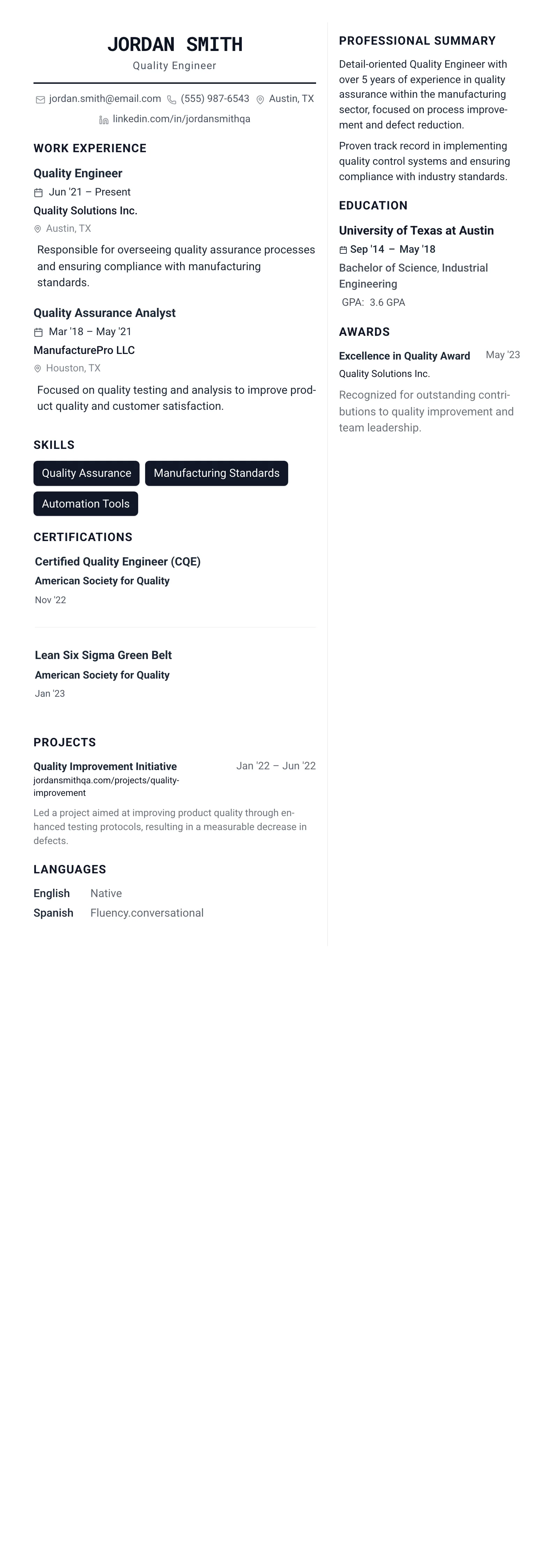 The Architect template preview