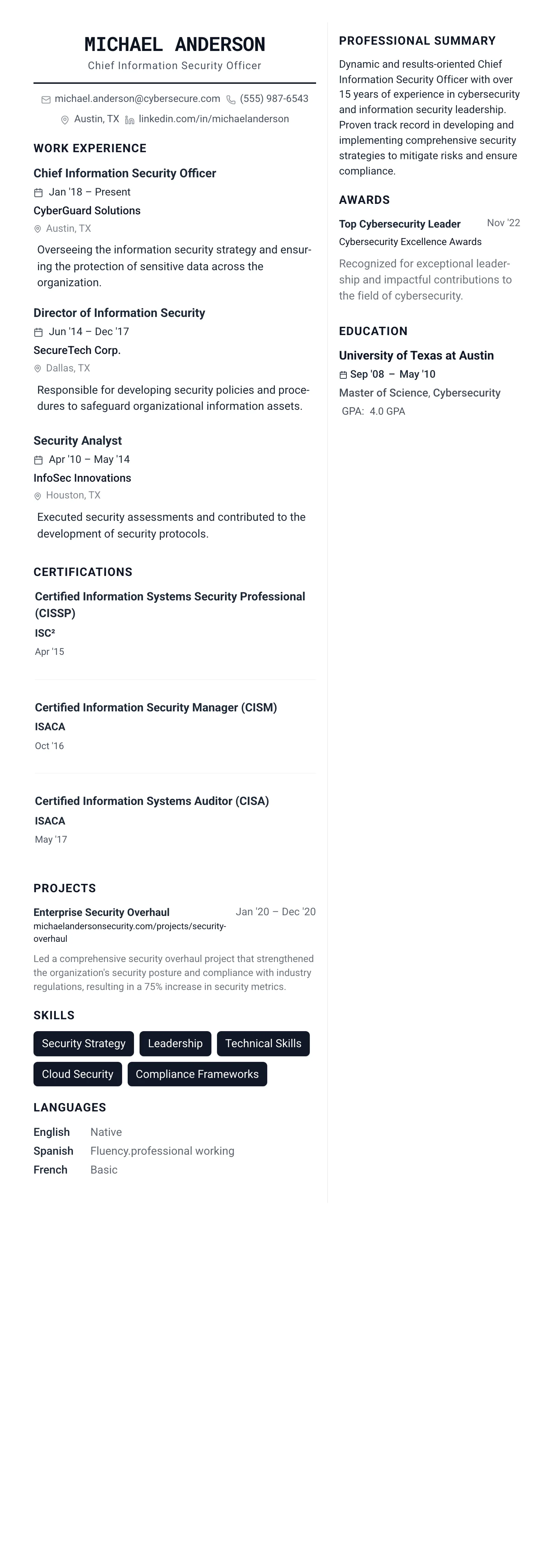 The Architect template preview