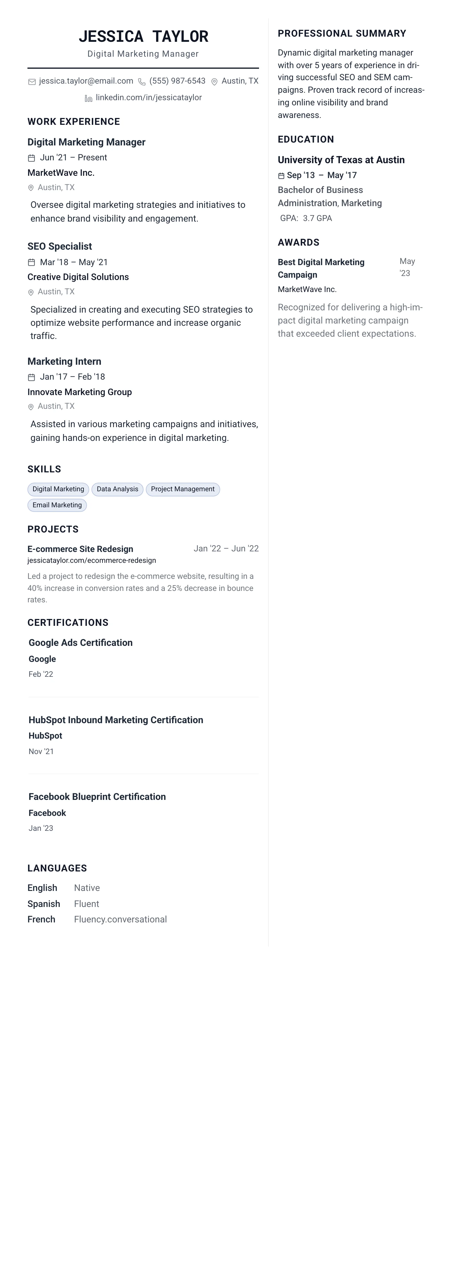 The Architect template preview