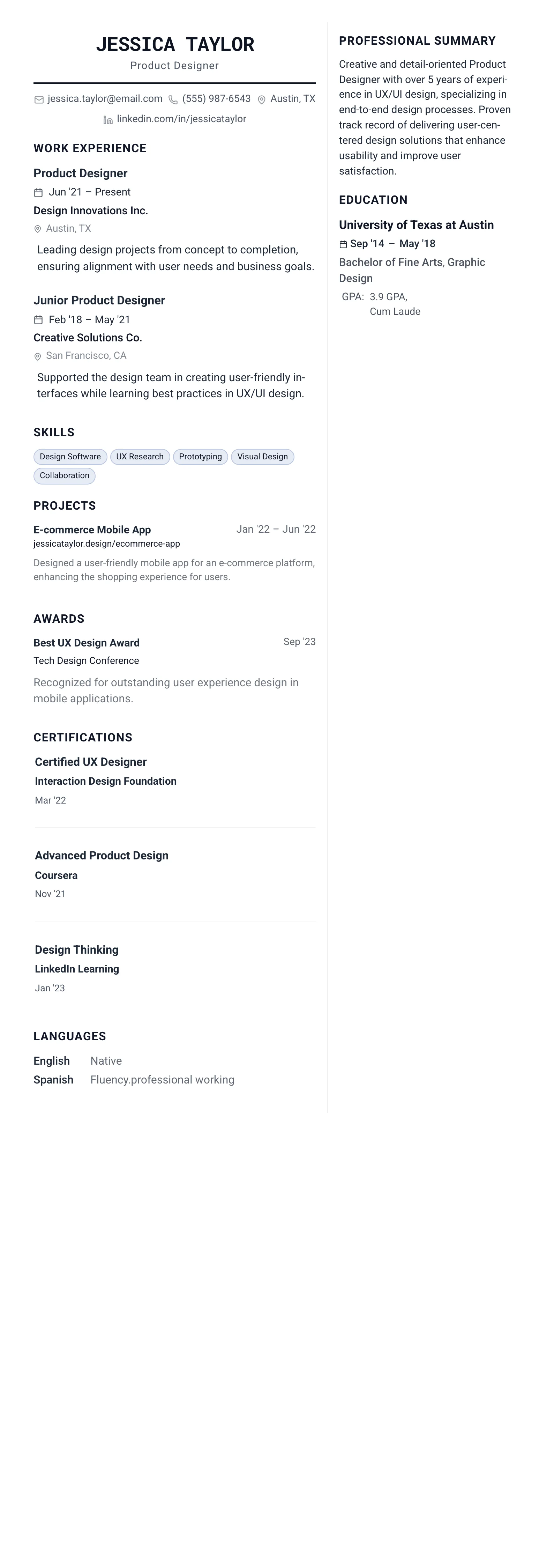 The Architect template preview