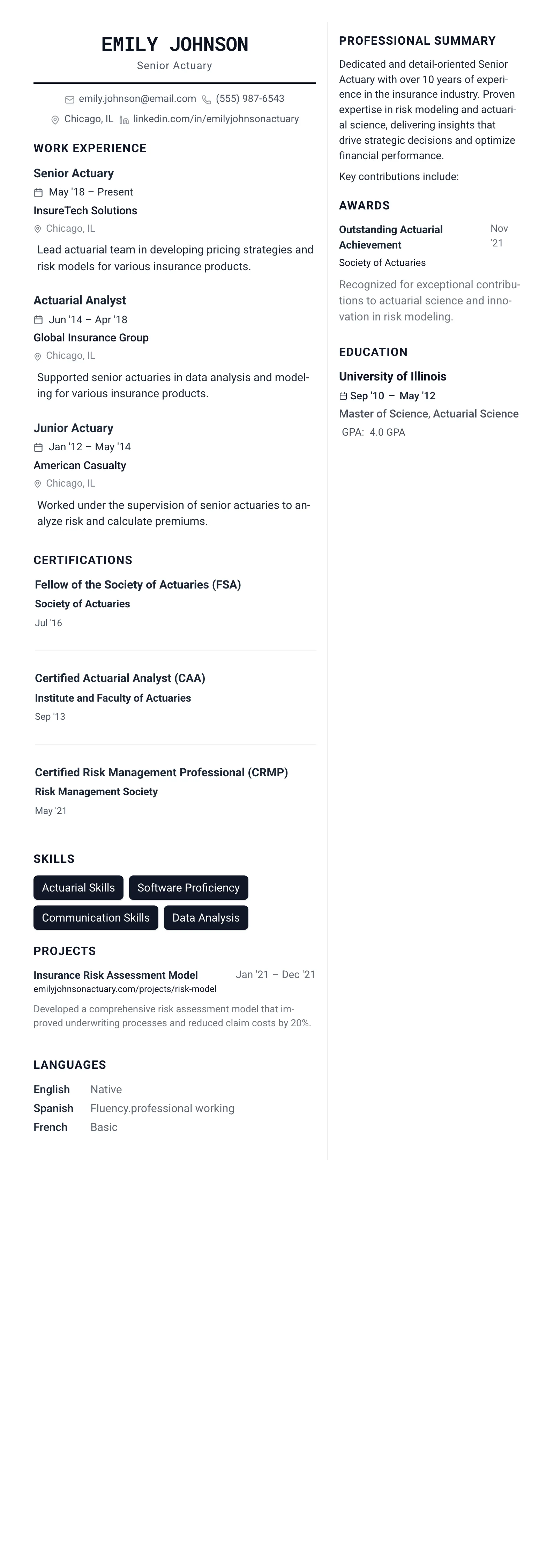 The Architect template preview