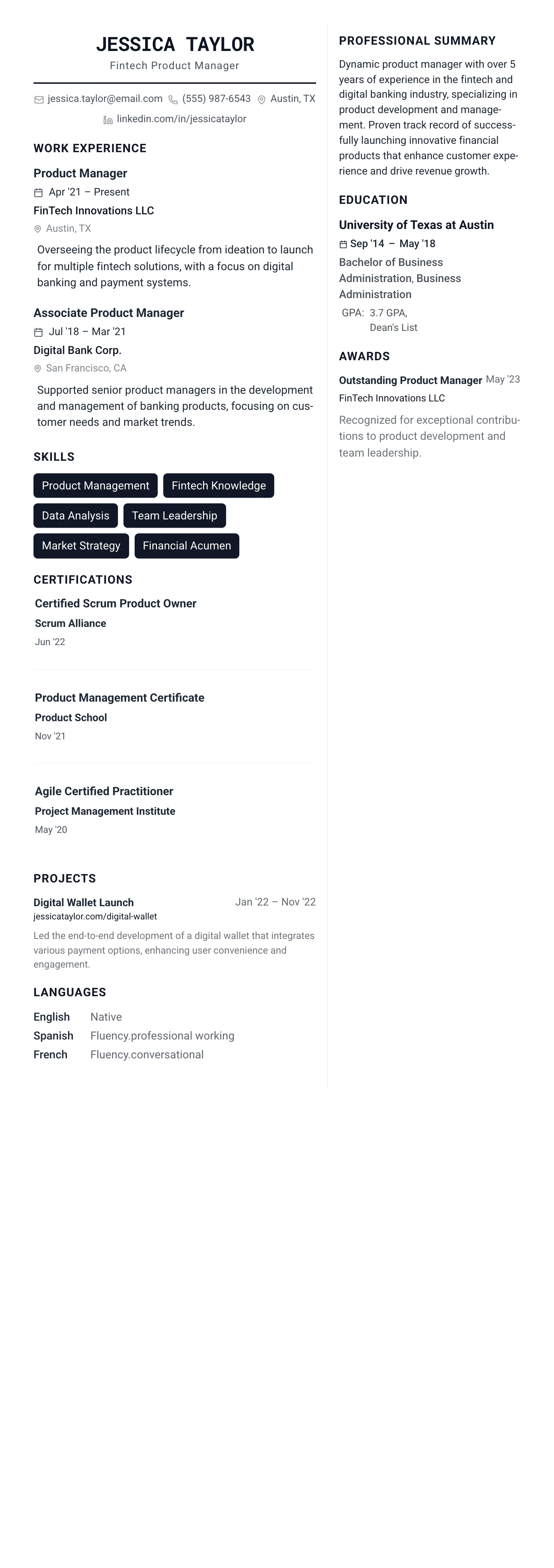 The Architect template preview