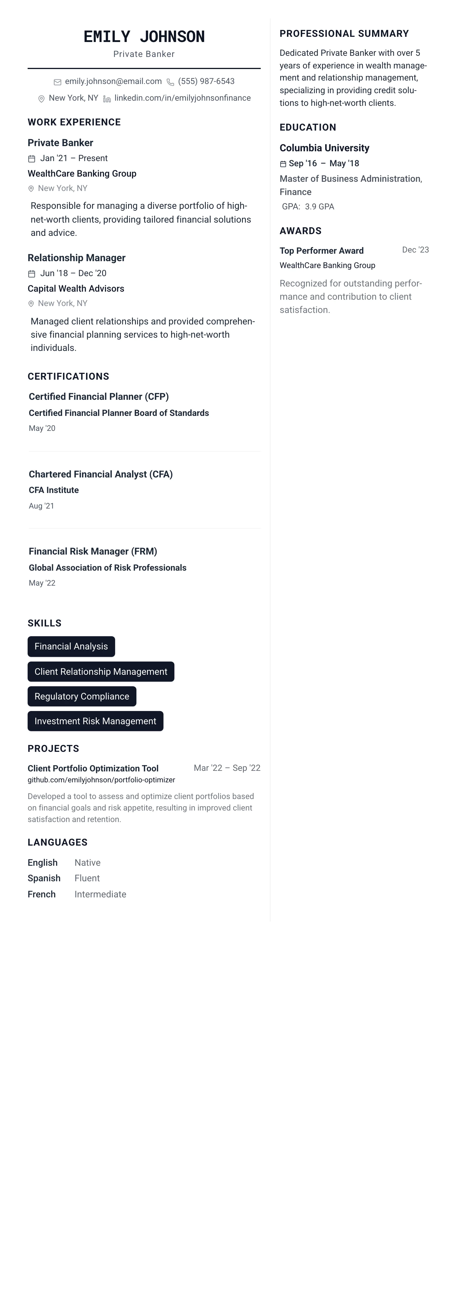 The Architect template preview