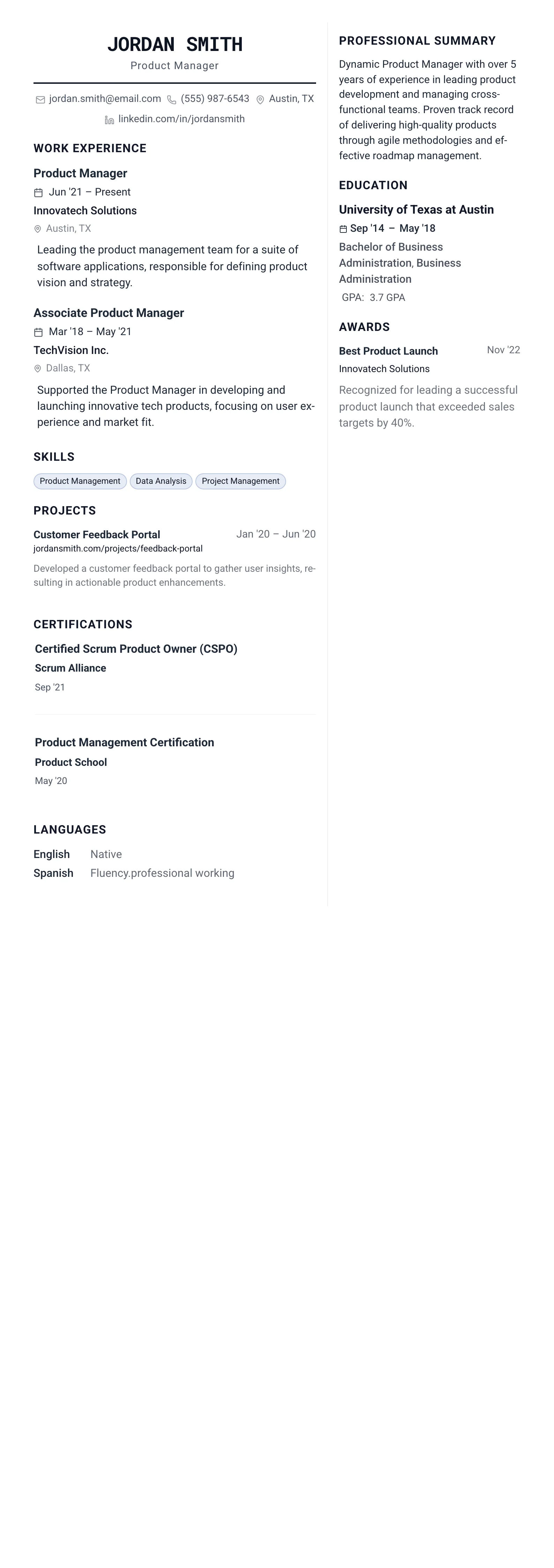 The Architect template preview