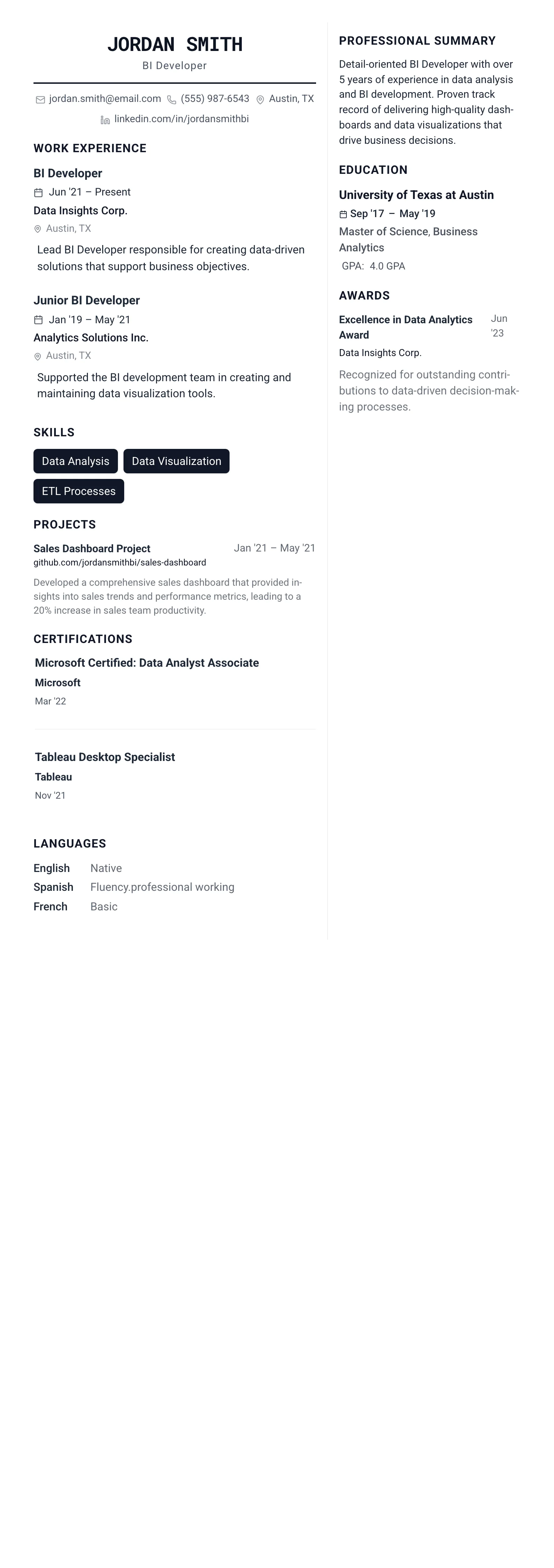 The Architect template preview