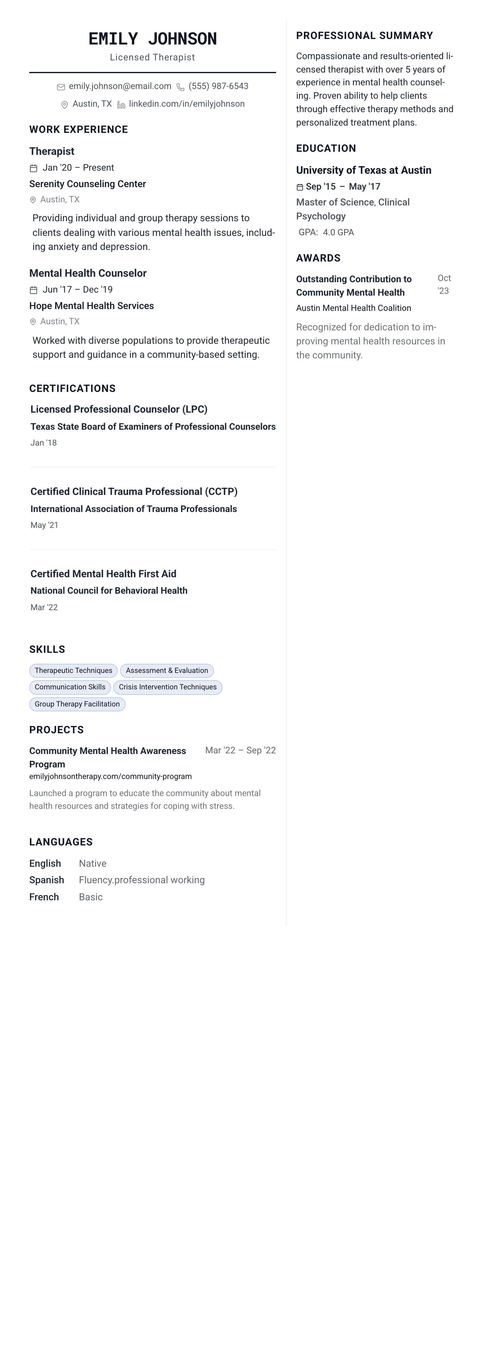 The Architect template preview