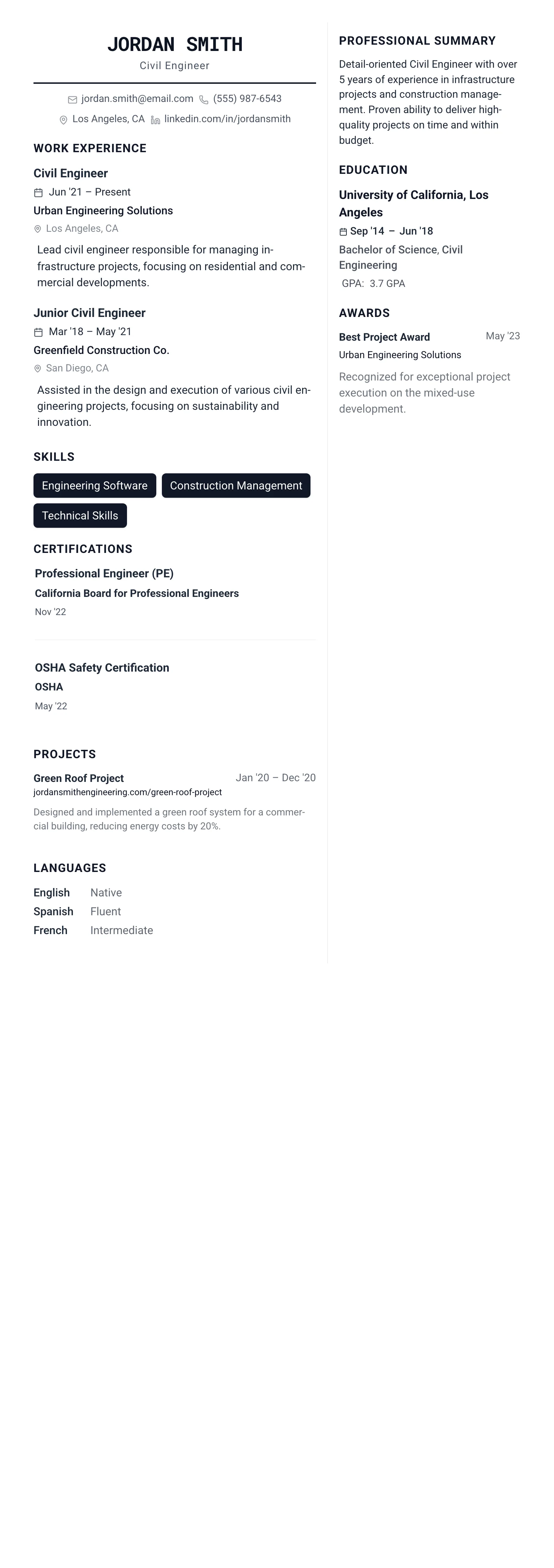 The Architect template preview