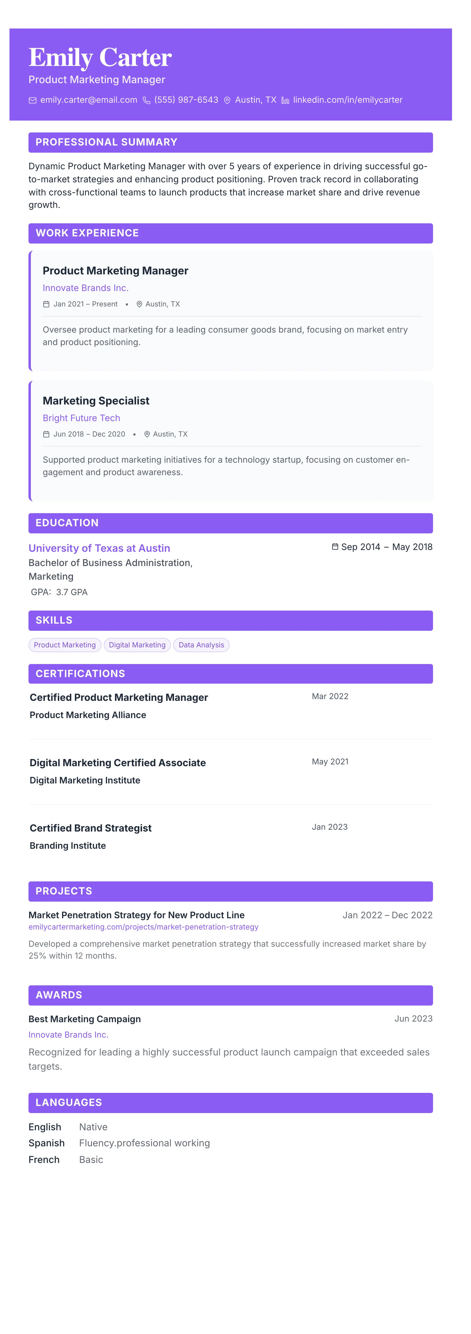The Card Gallery template preview