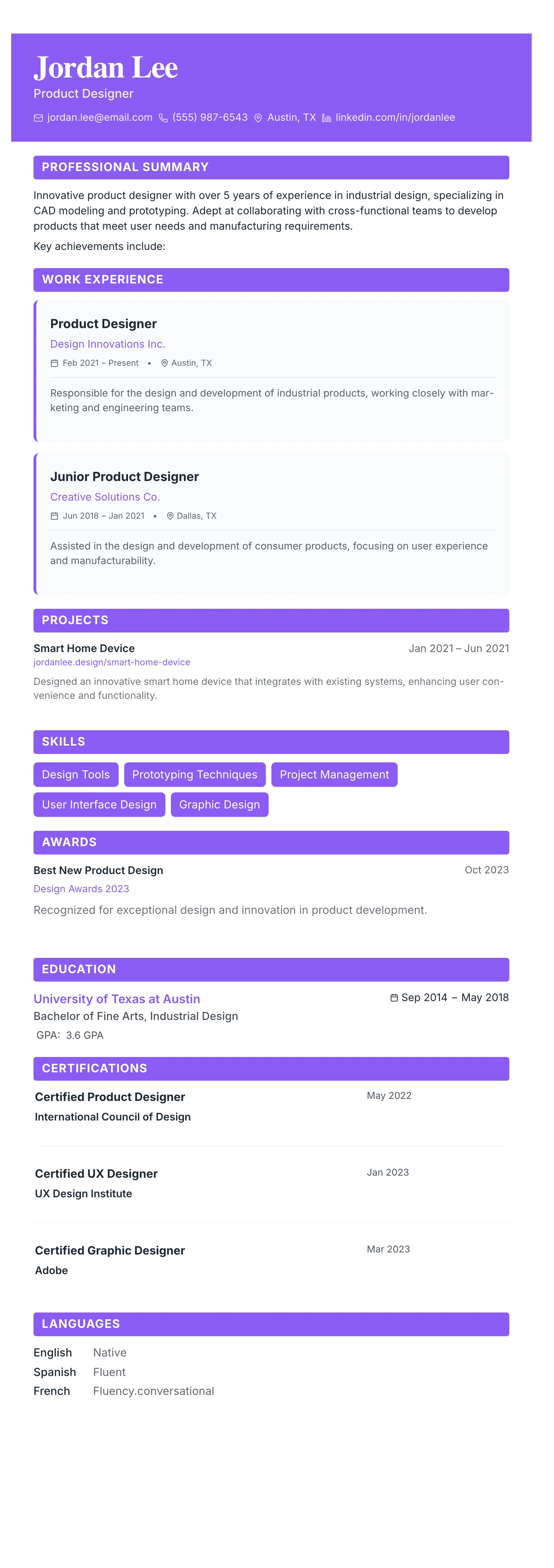 The Card Gallery template preview