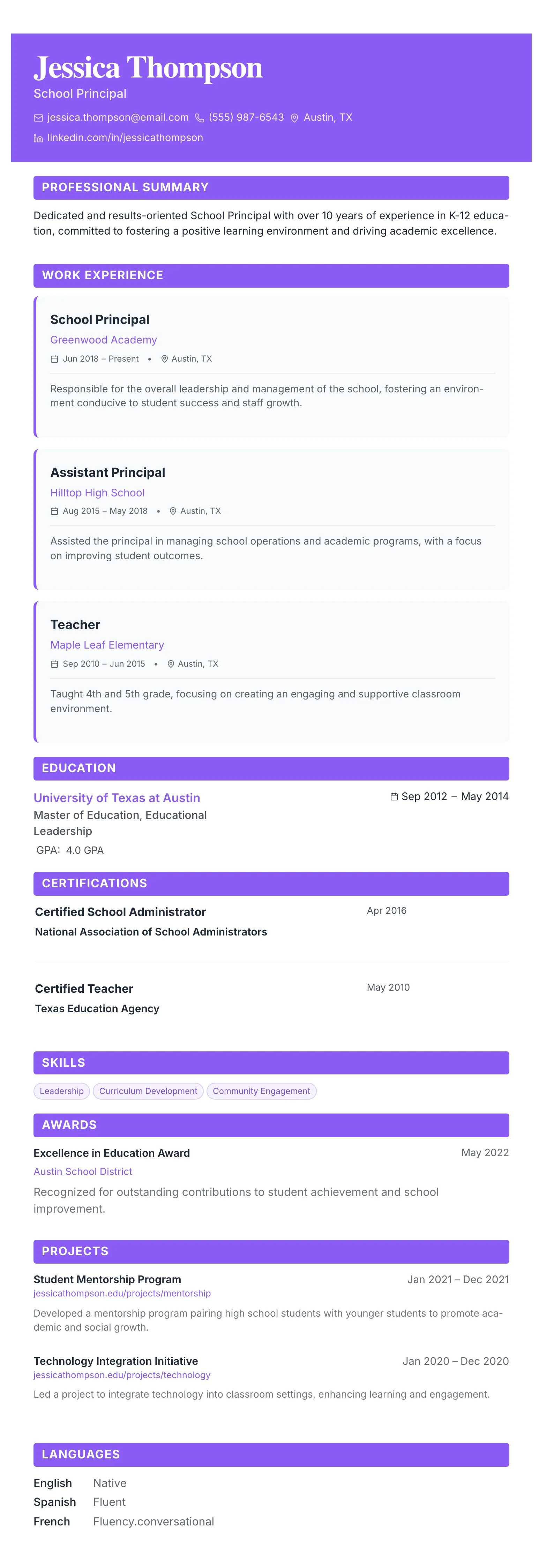 The Card Gallery template preview