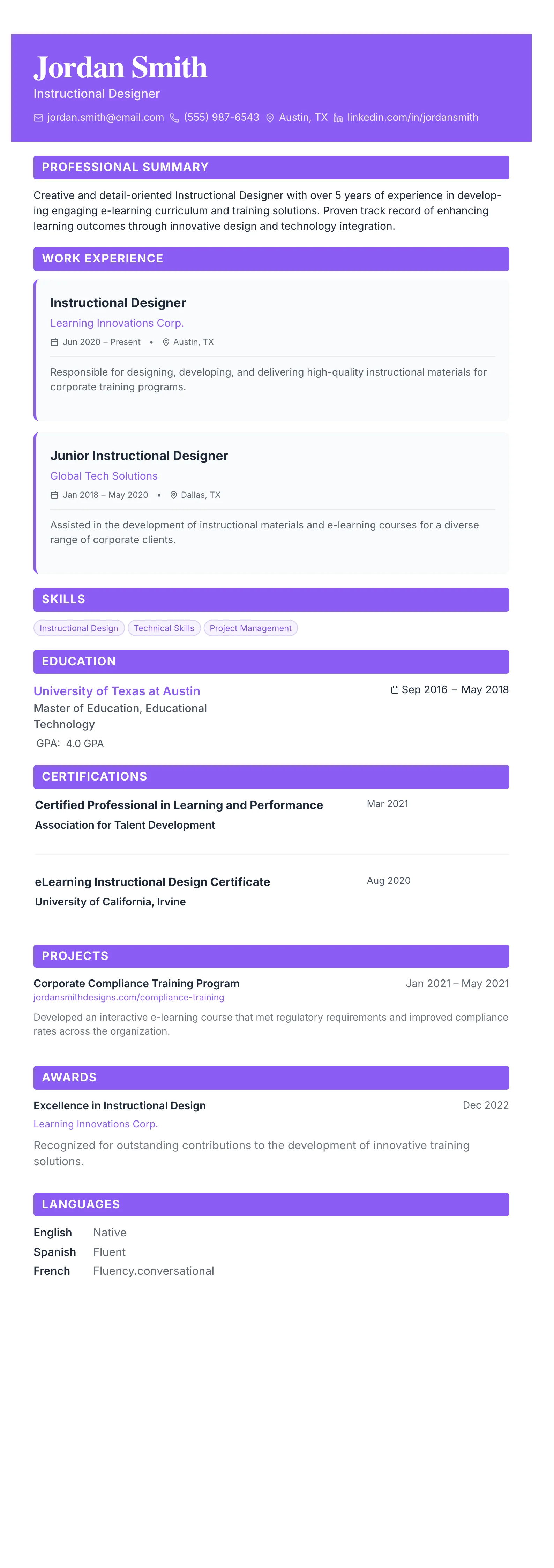 The Card Gallery template preview