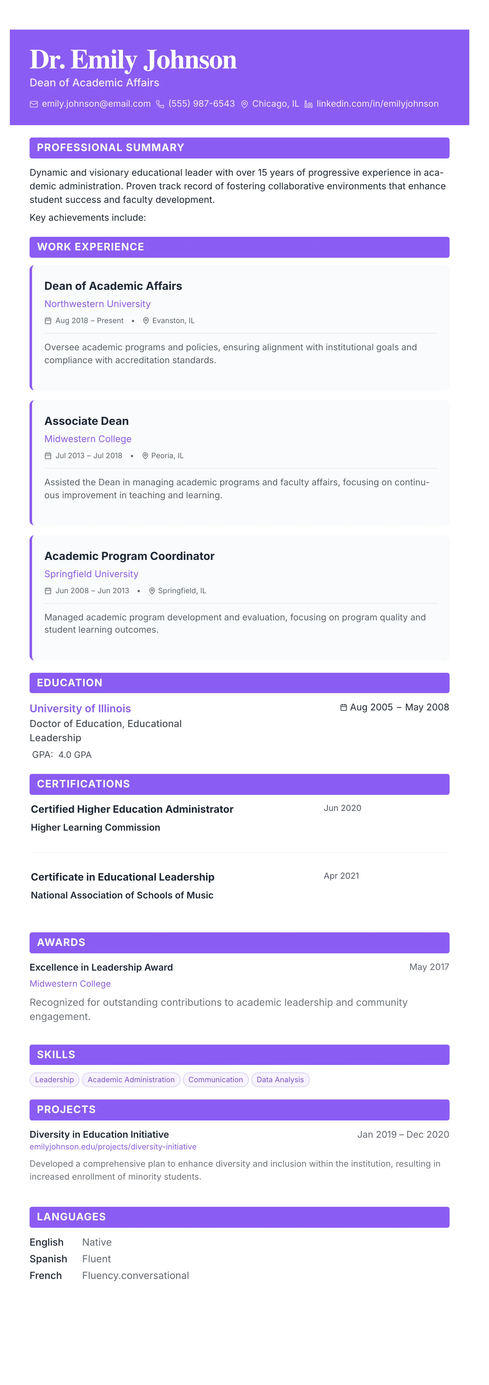 The Card Gallery template preview